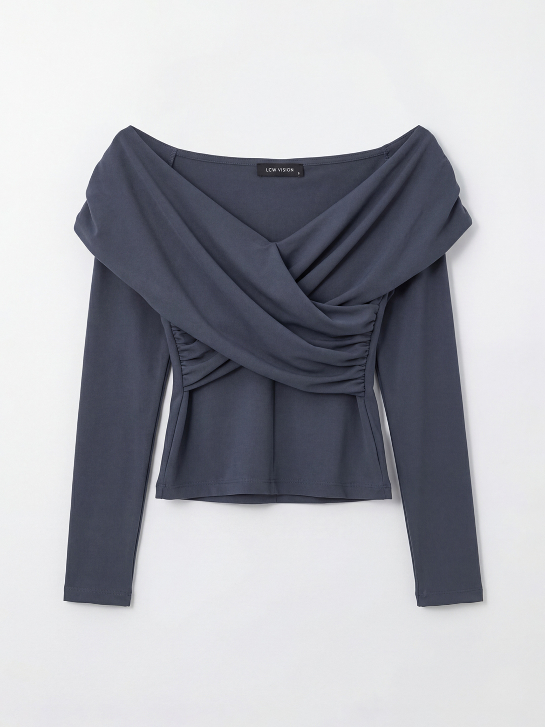 Antrasit Kayık Yaka Kadın Body-3