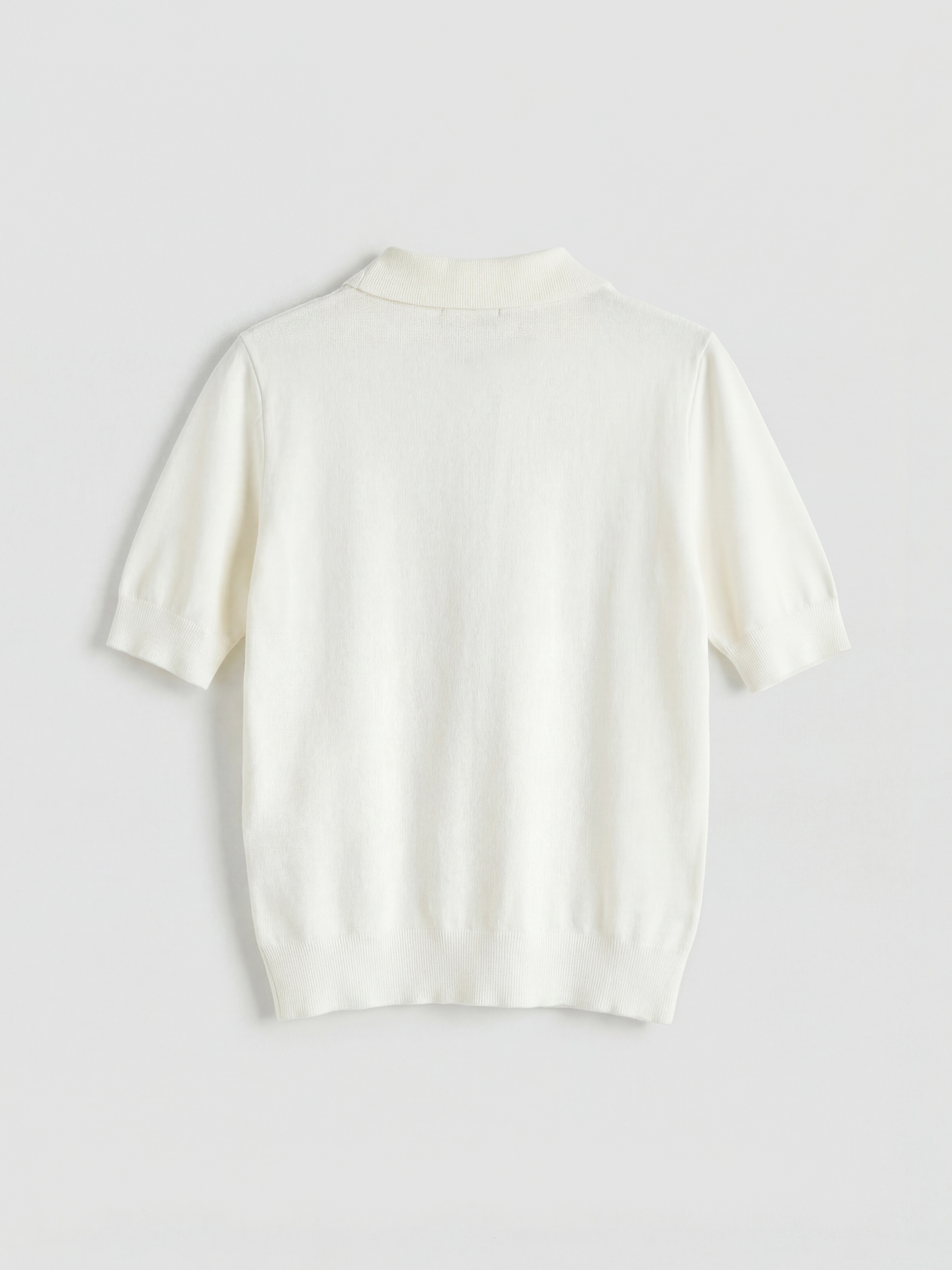 Ekru Polo Yaka Fular Detaylı Kadın Triko Kazak-5