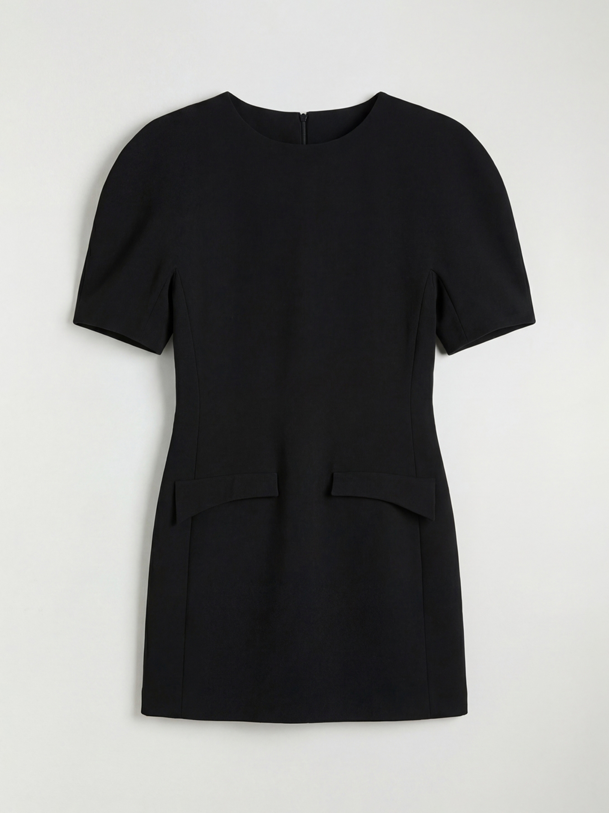 Siyah Bisiklet Yaka Mini Elbise-3