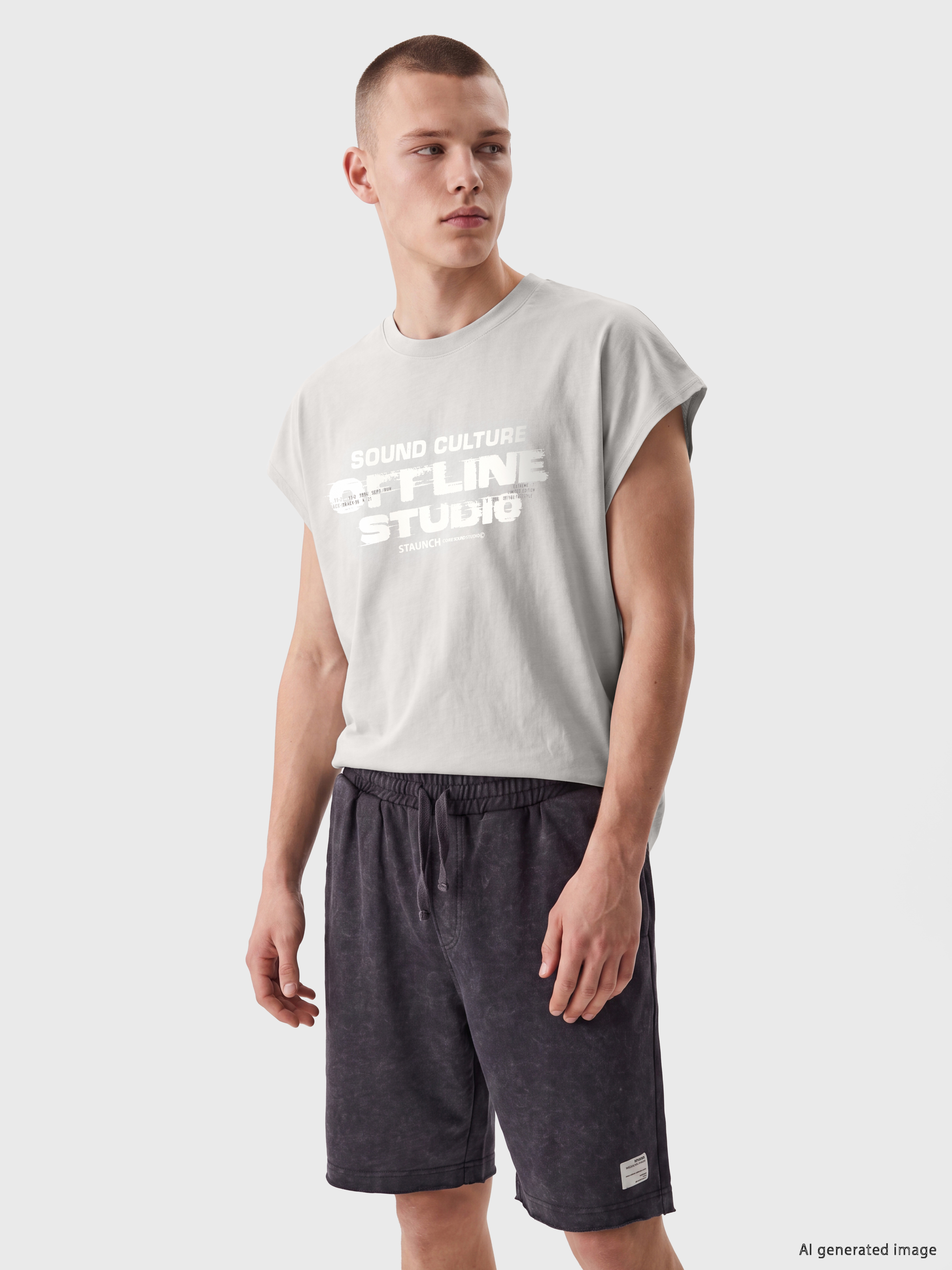 XSIDE Relaxed Fit Crew Neck Printed Men's Sleeveless T-Shirt