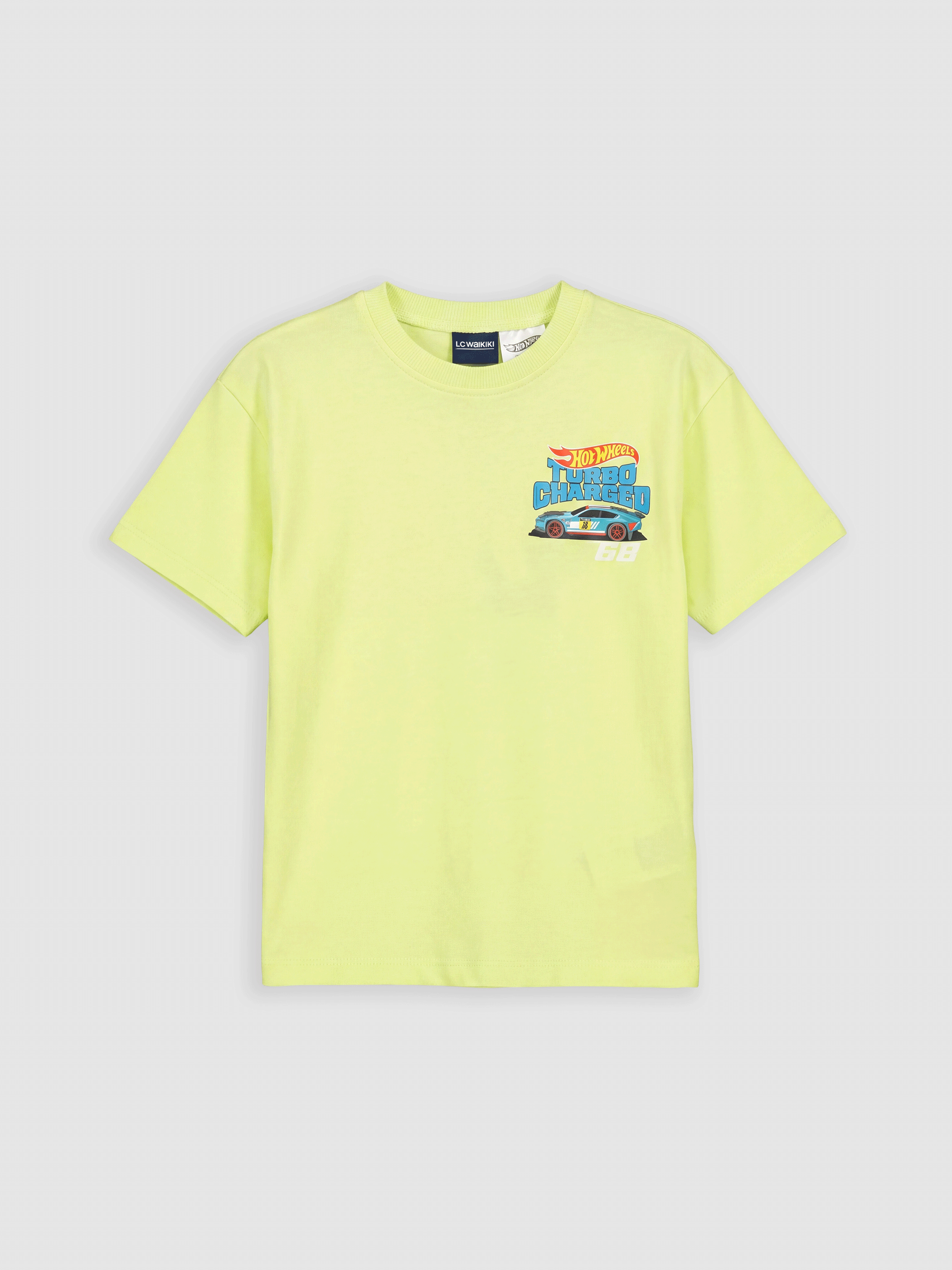 LCW baby Bisiklet Yaka Hot Wheels Baskılı Erkek Çocuk Tişört