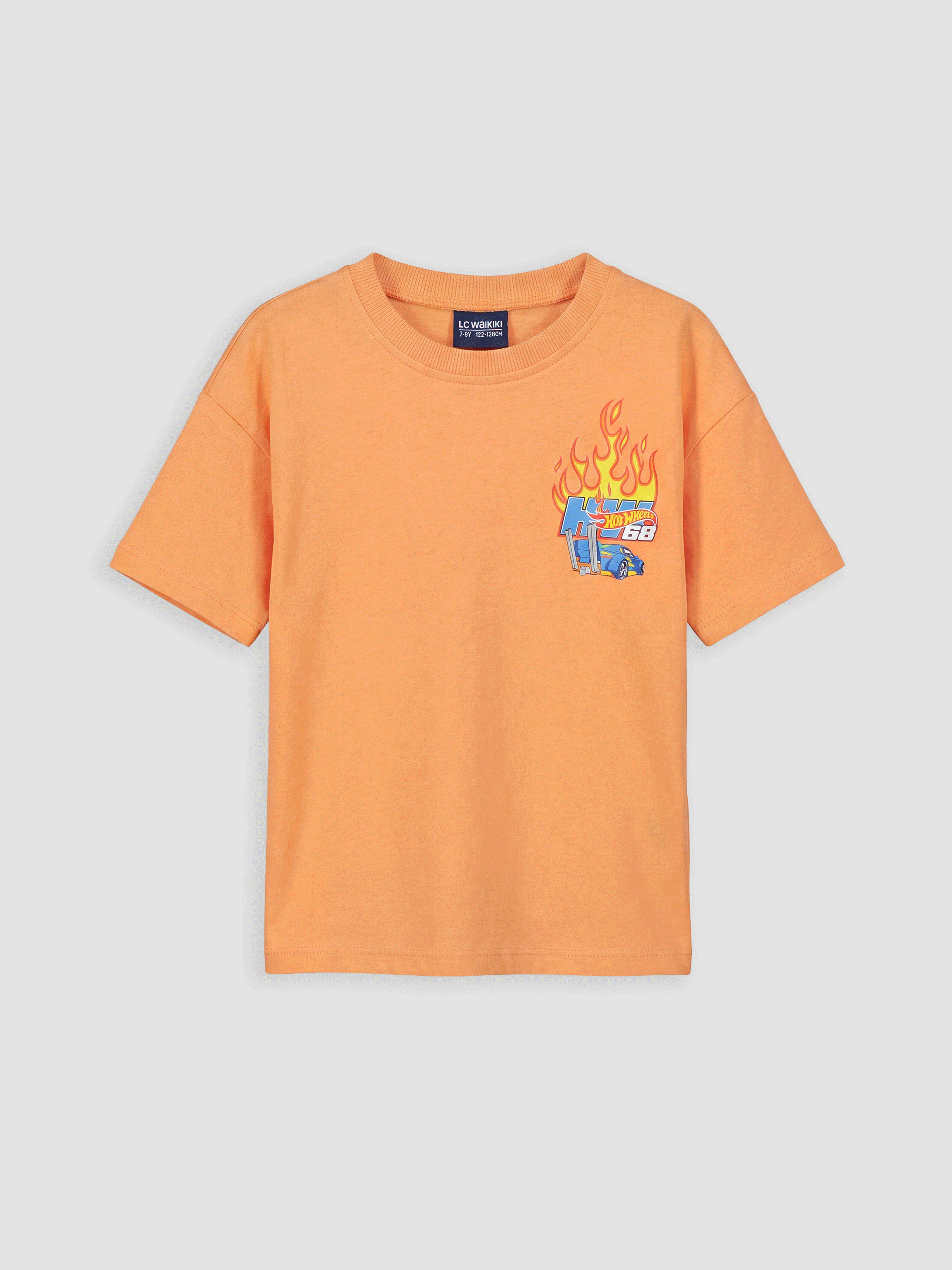 LCW baby Bisiklet Yaka Hot Wheels Baskılı Erkek Çocuk Tişört