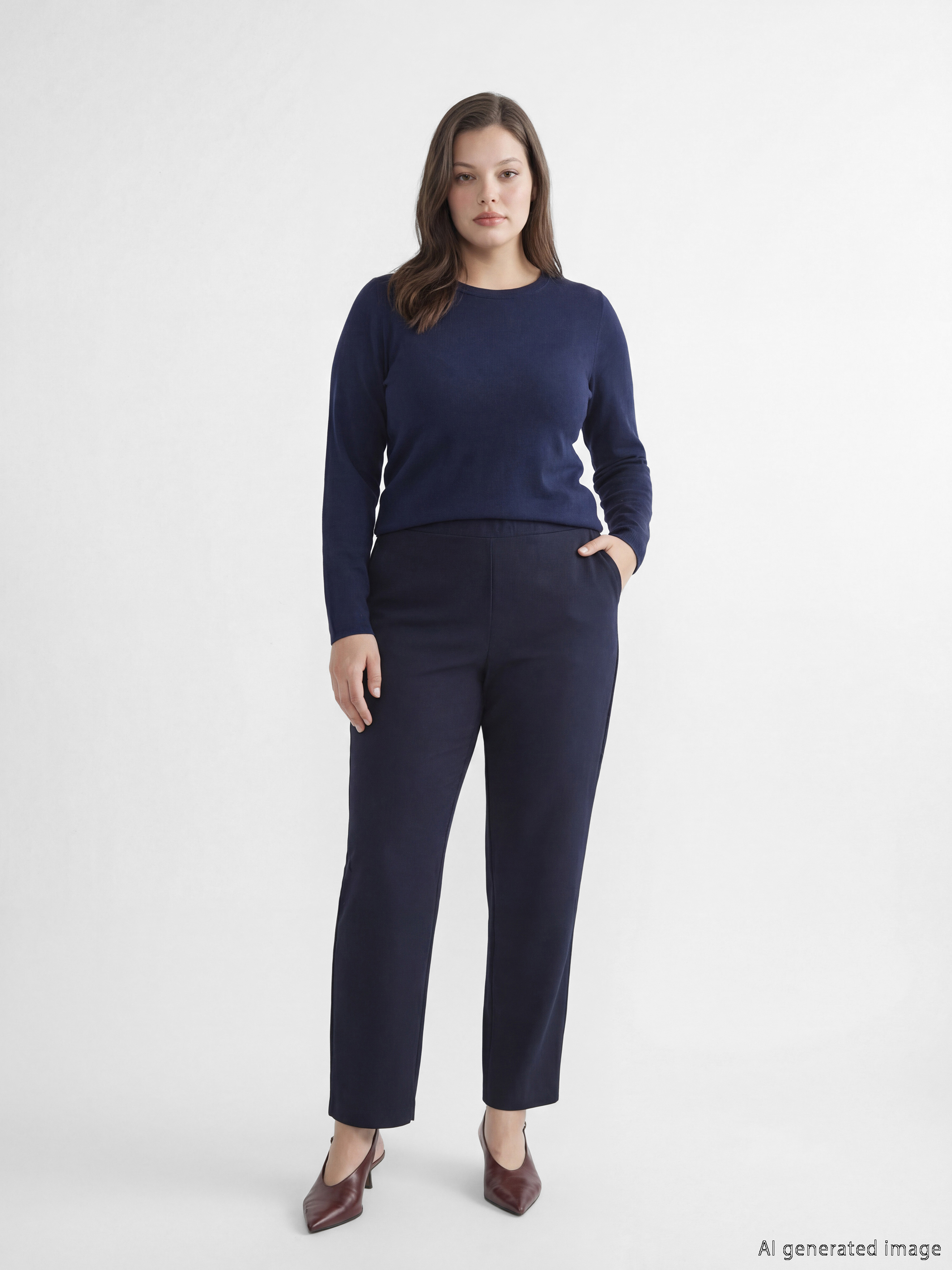 Plus Size Elastic Waist Women's Trousers-1