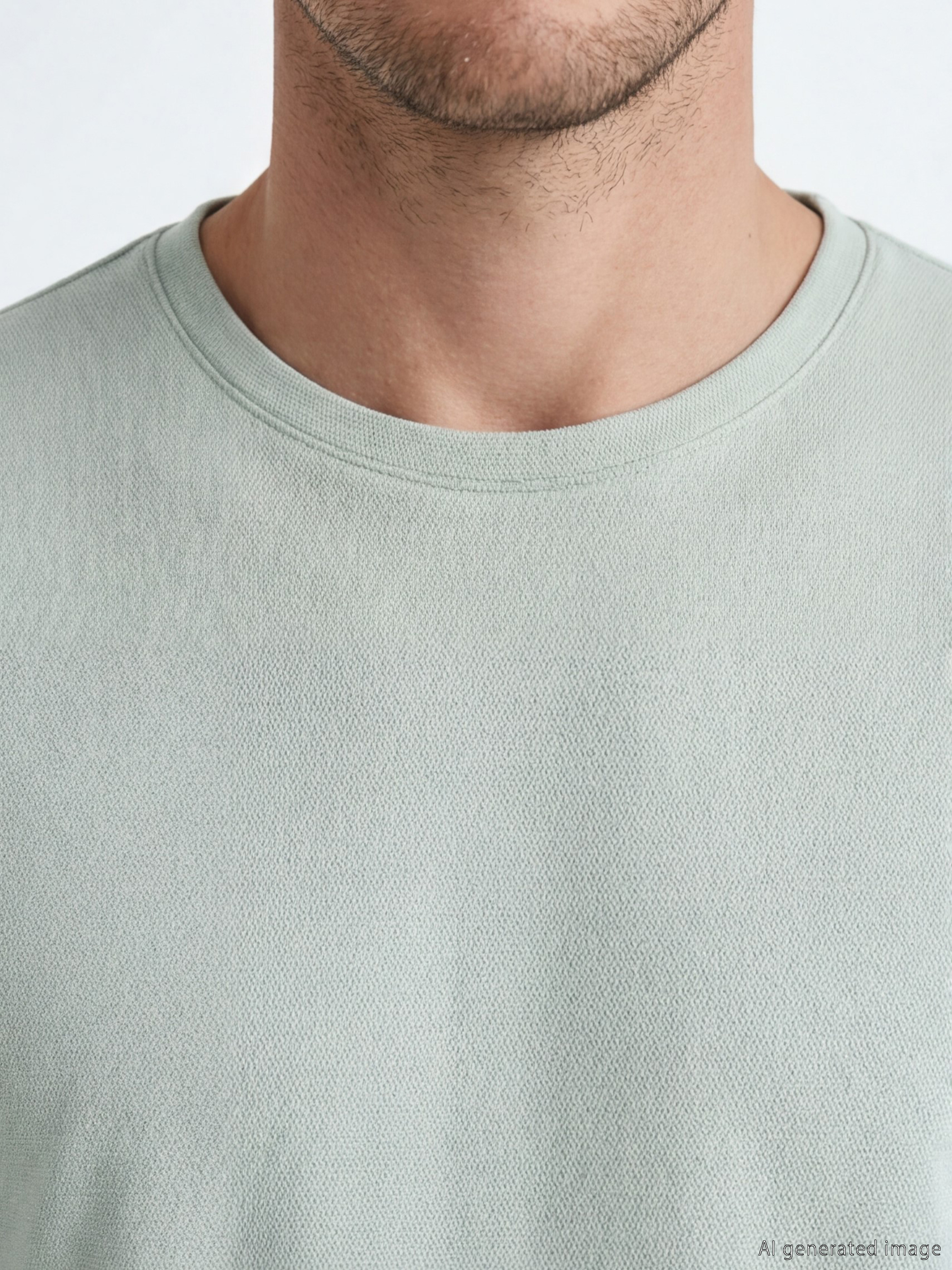 Yeşil Bisiklet Yaka Uzun Kollu Erkek Tişört-2