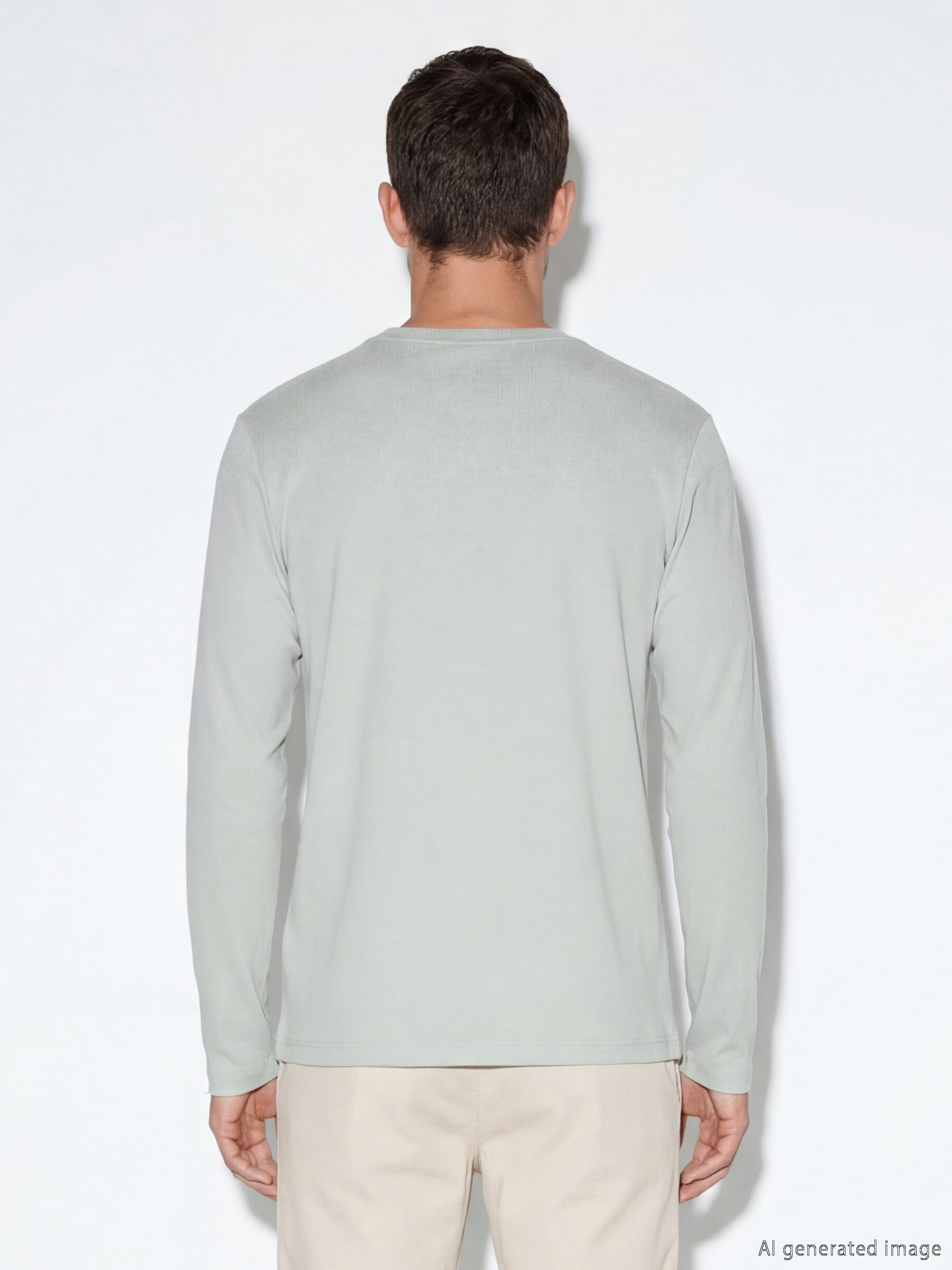 Yeşil Bisiklet Yaka Uzun Kollu Erkek Tişört-3