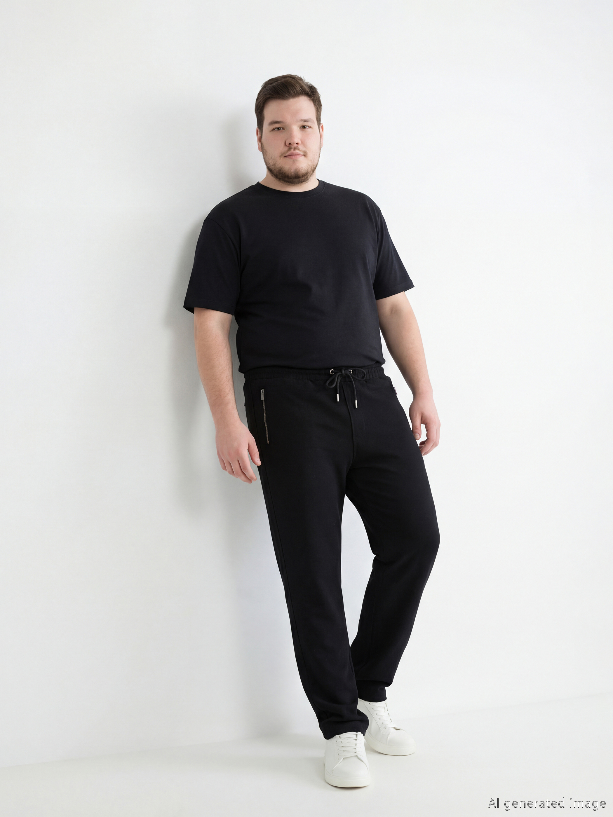 Siyah Standart Kalıp Erkek Eşofman Altı-1