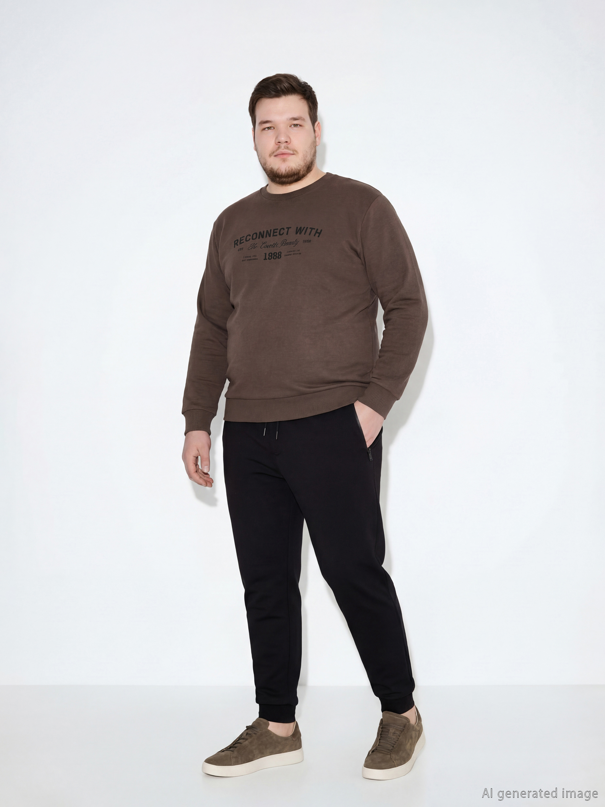 Siyah Standart Kalıp Erkek Jogger Eşofman Altı-1