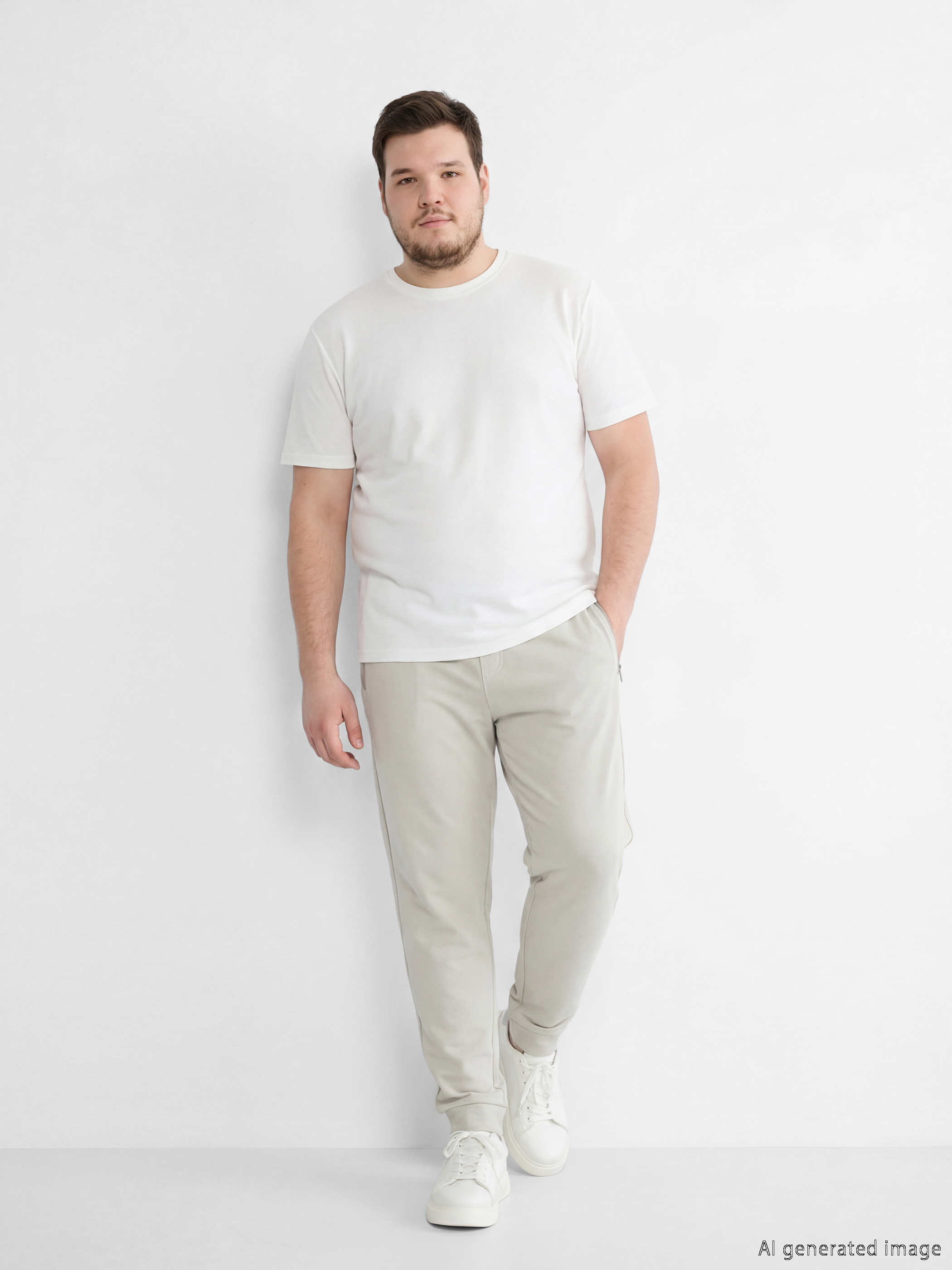 Bej Standart Kalıp Erkek Jogger Eşofman Altı-1