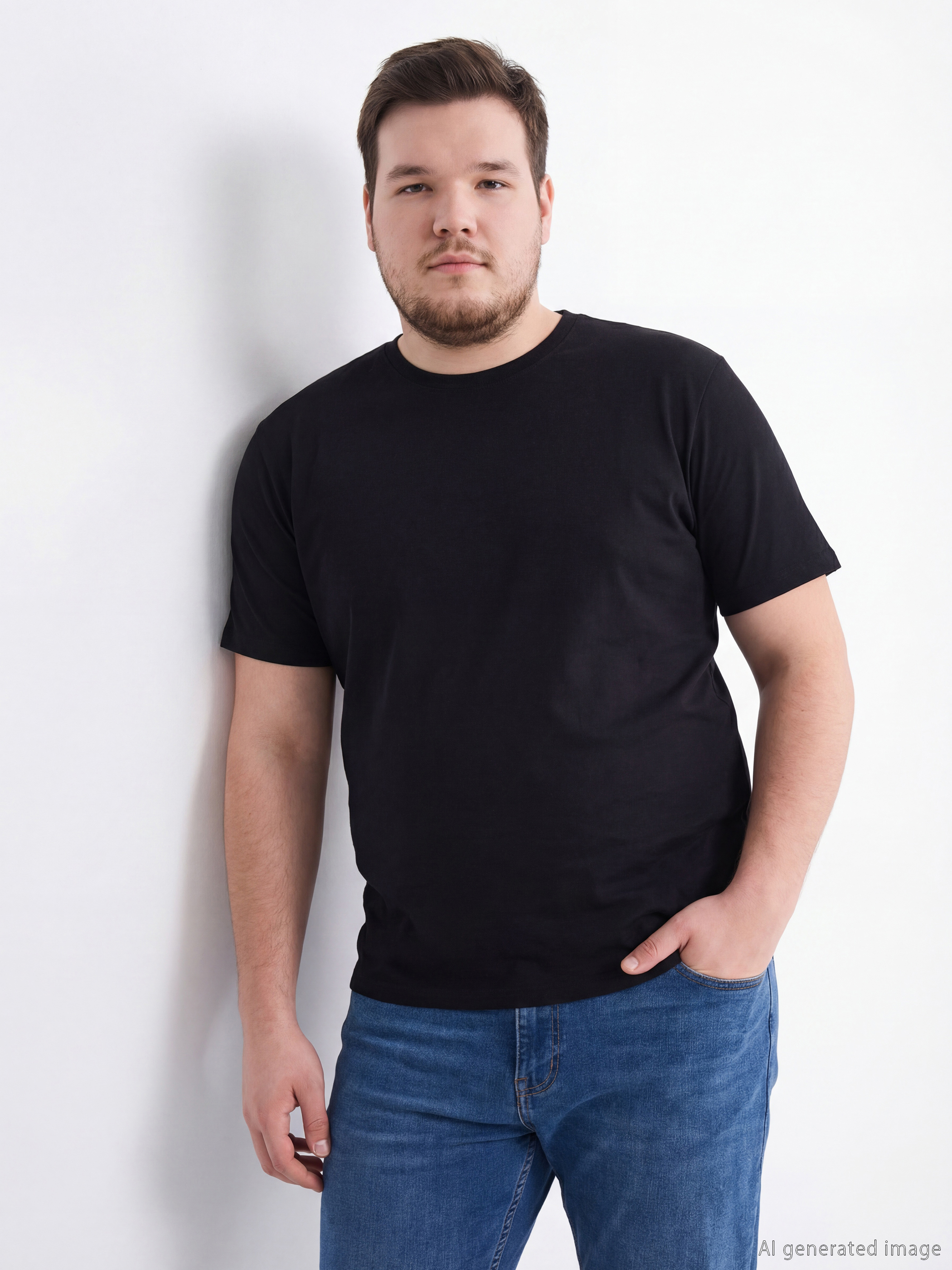 Мужчины Черный Футболка-1