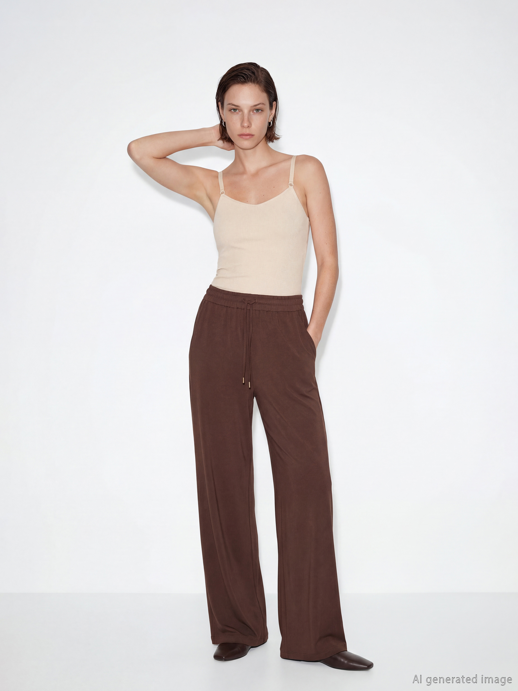 U Yaka Düz İp Askılı Hamile Kuplu Atlet-1