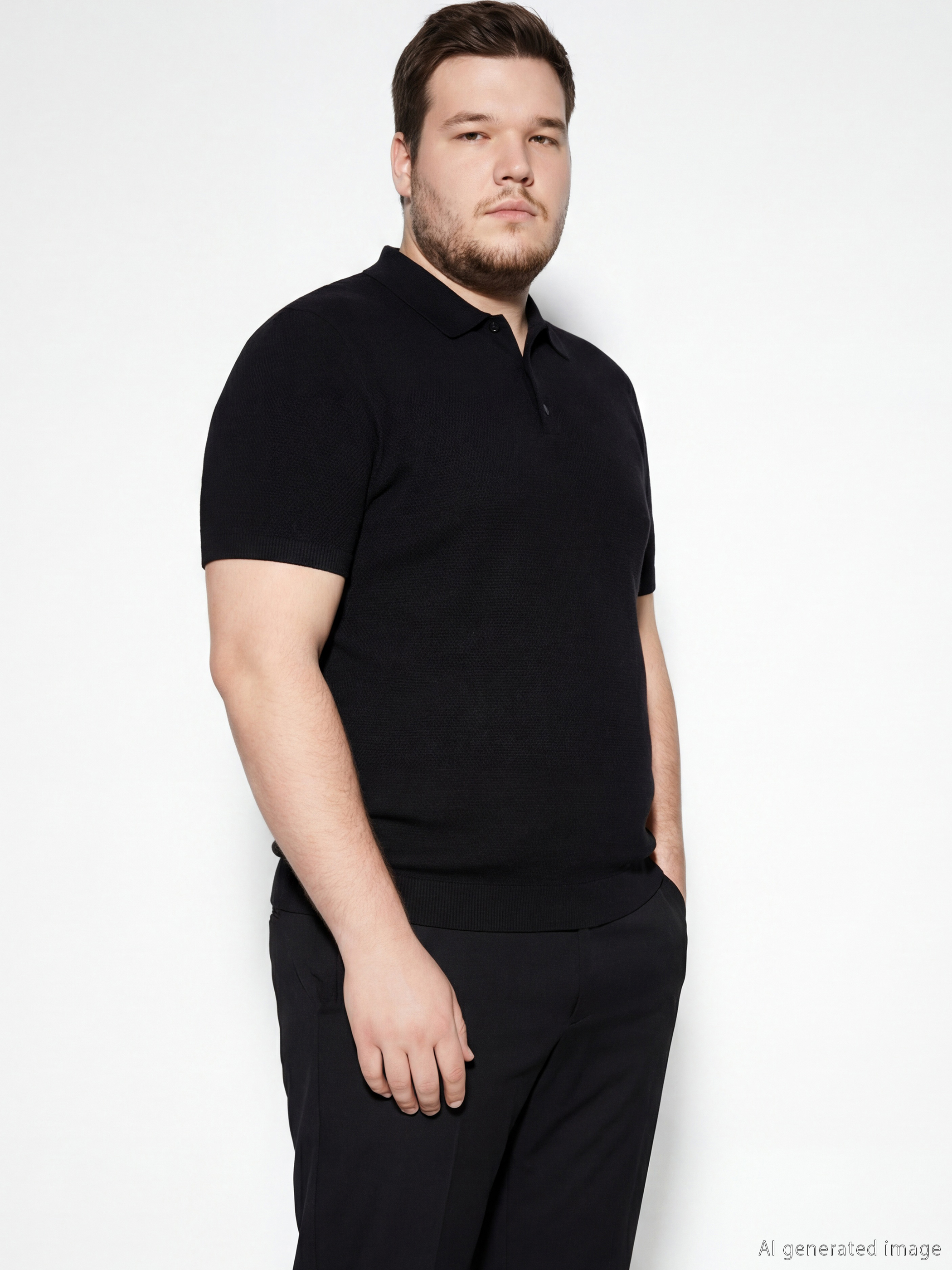 Siyah Polo Yaka Erkek Triko Kazak-1