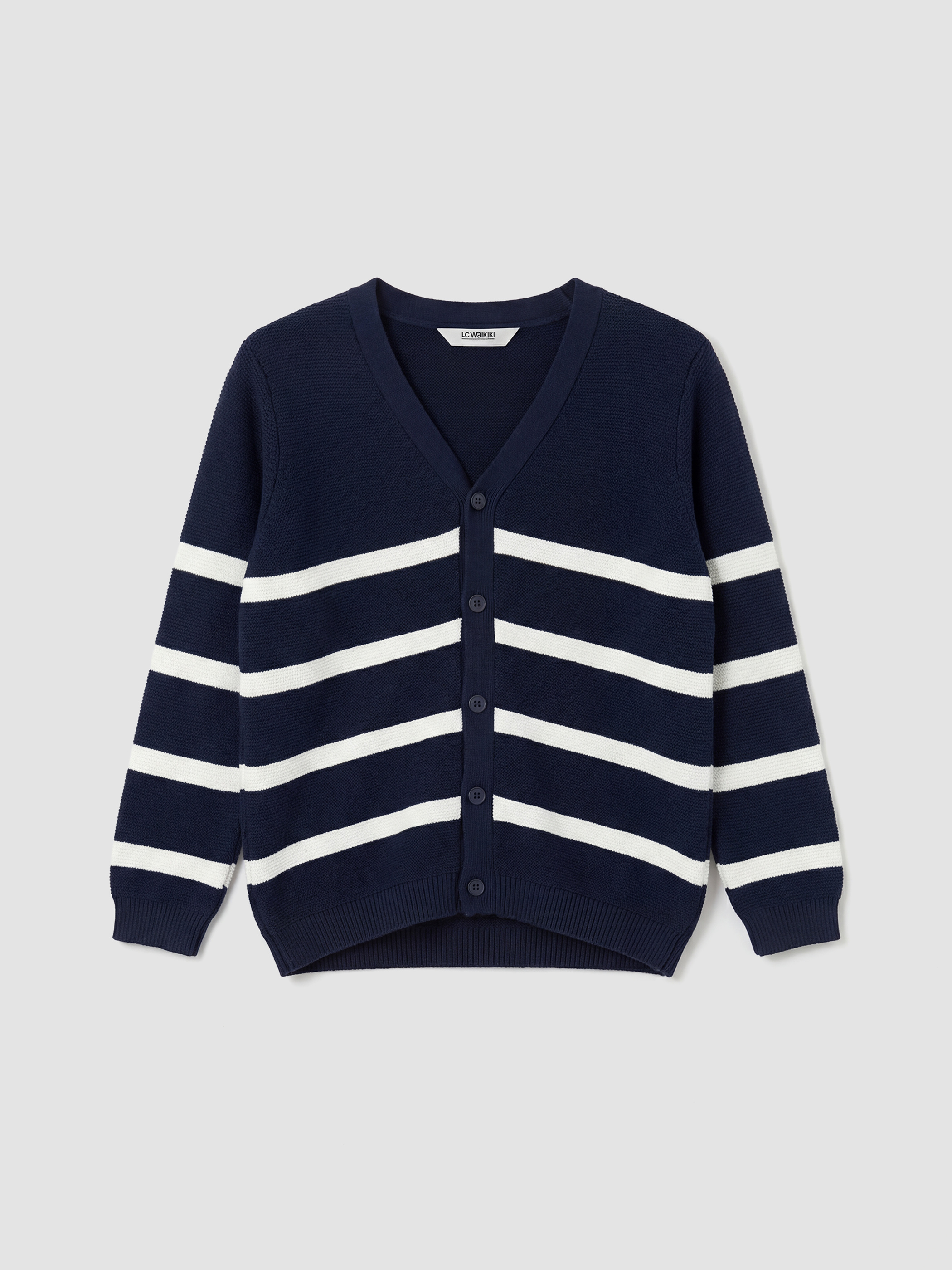 LCW Kids V Yaka Çizgili Erkek Çocuk Triko Hırka - S60456Z1-LFC