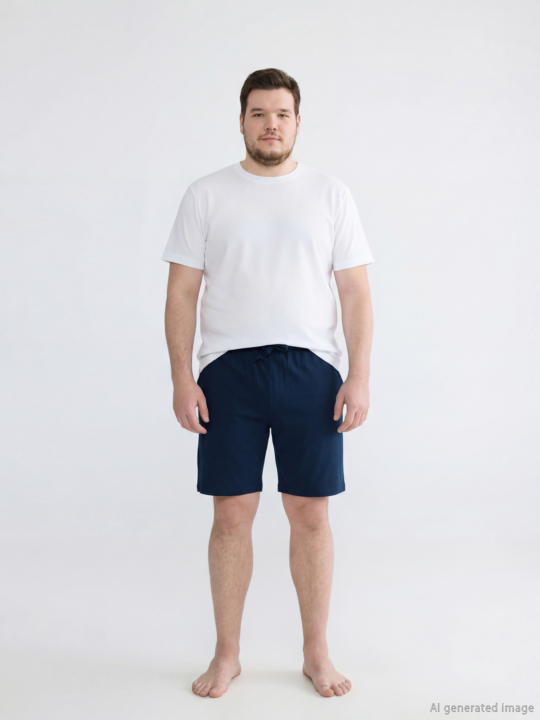 Lacivert Slim Fit Erkek Pijama Alt Şort-1