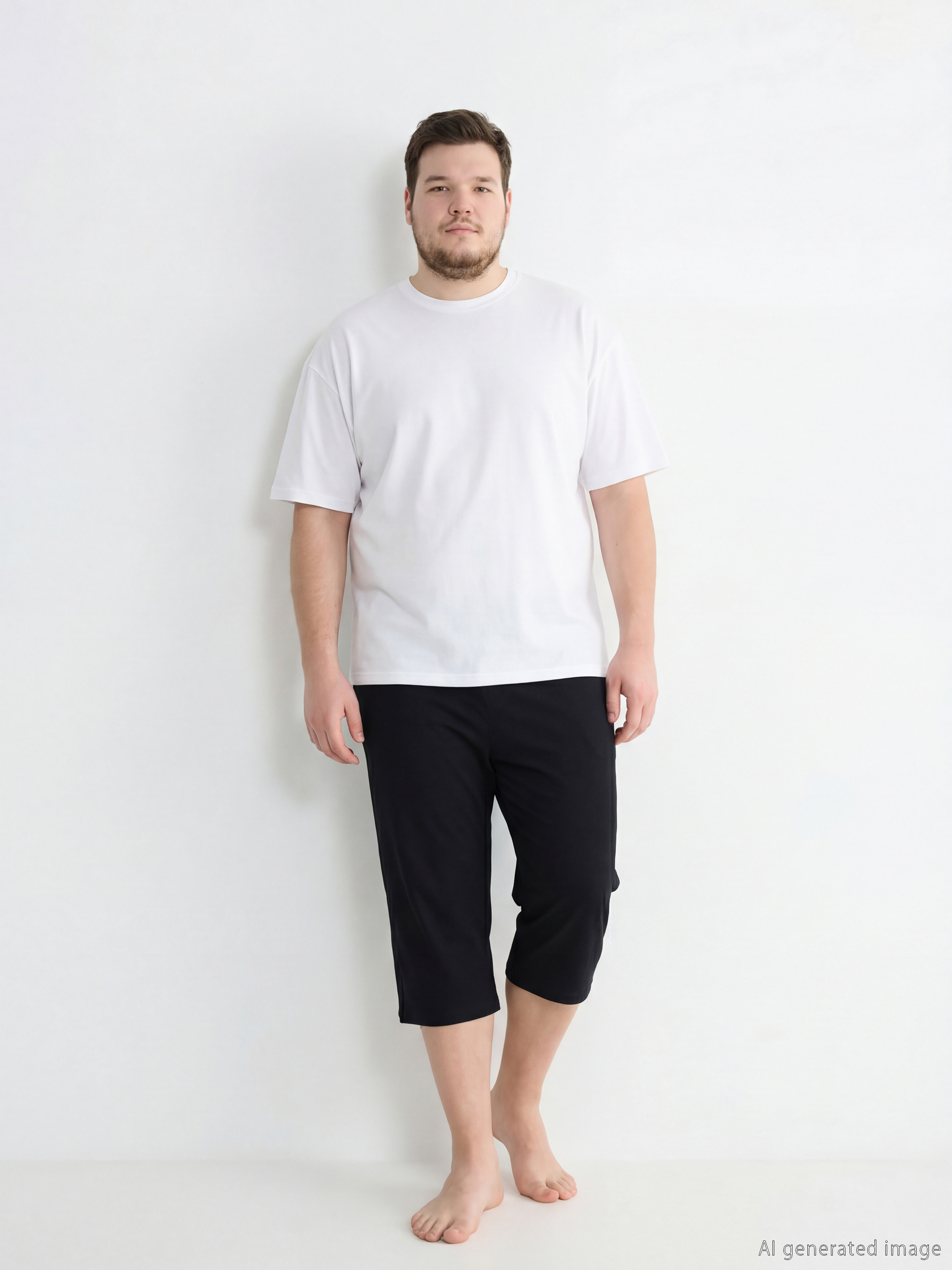 بنطلون بيجاما قصير ملائم عادي للرجال-1