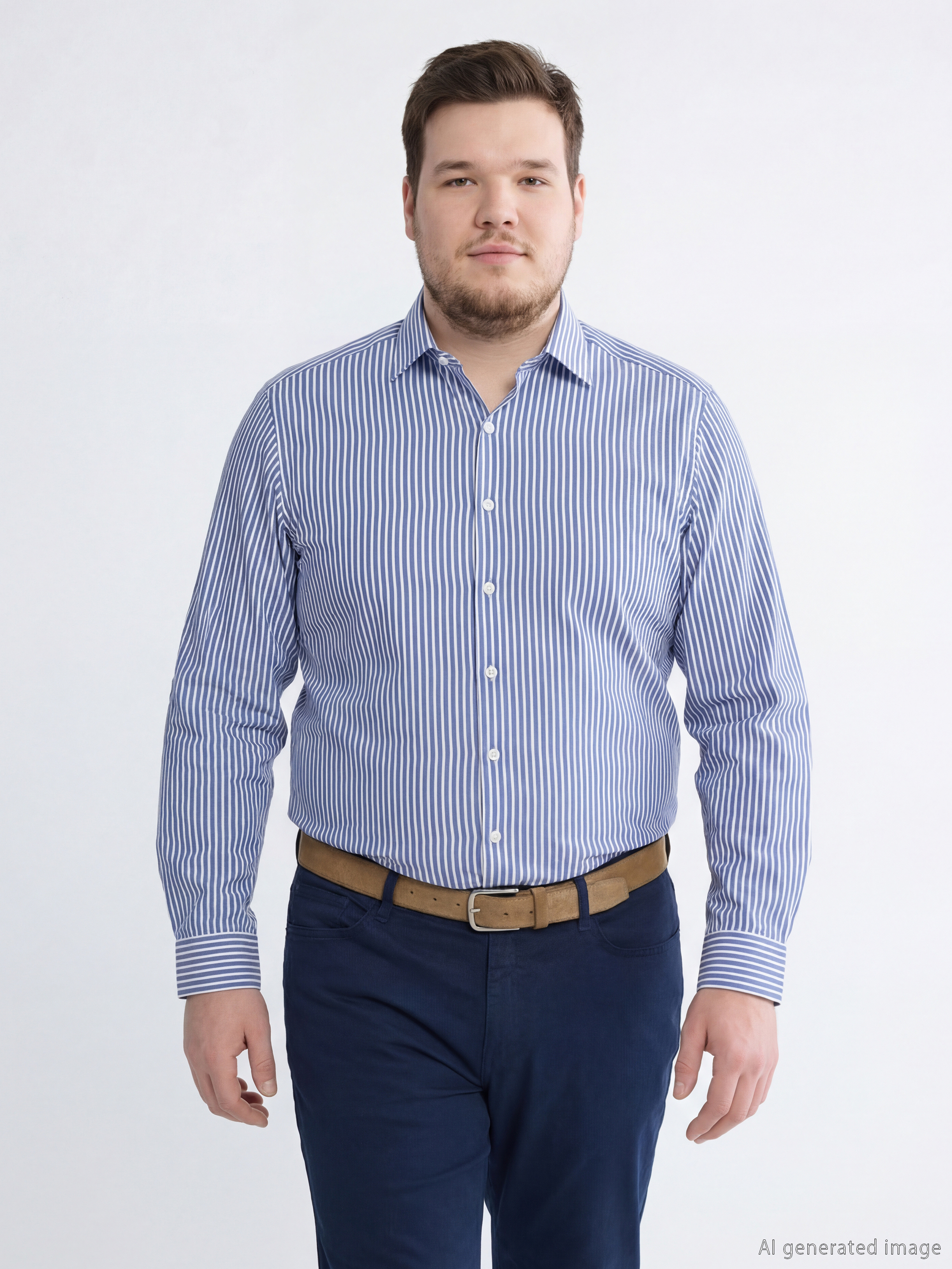 Мужская слим фит полосатая рубашка-1