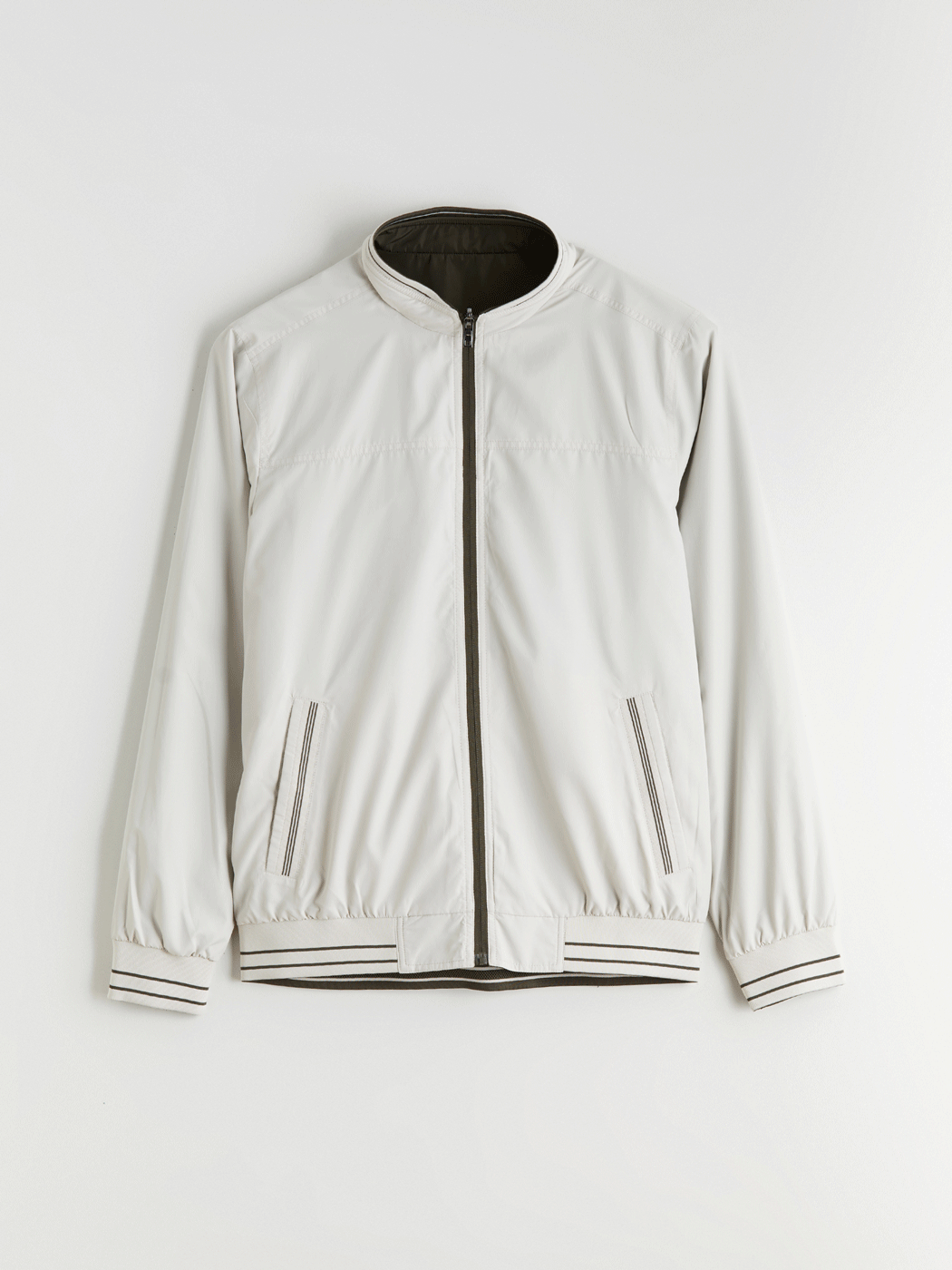 Haki Standart Kalıp Dik Yaka Erkek Mont-7