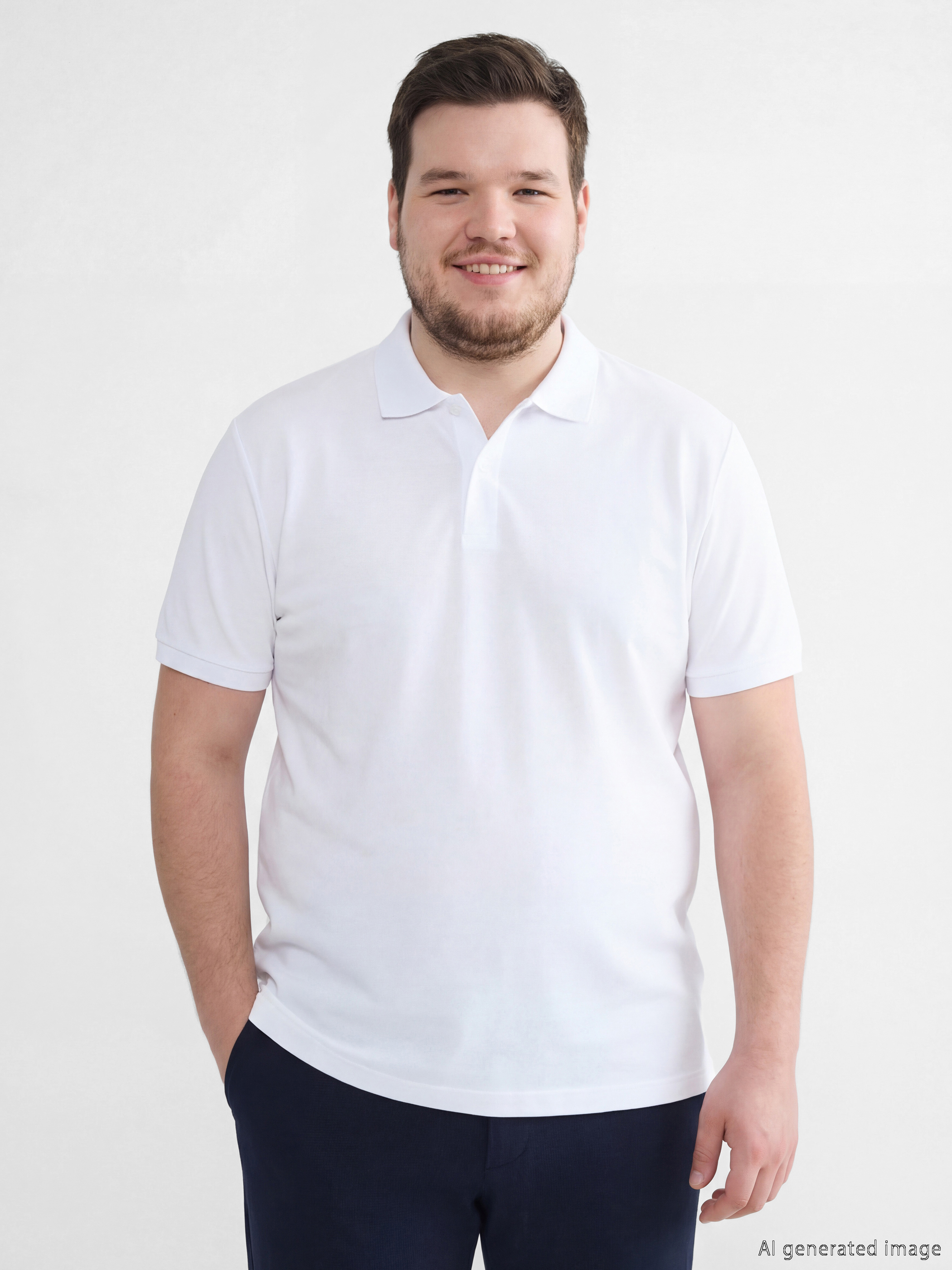 Beyaz Polo Yaka Pike Erkek Tişört-1