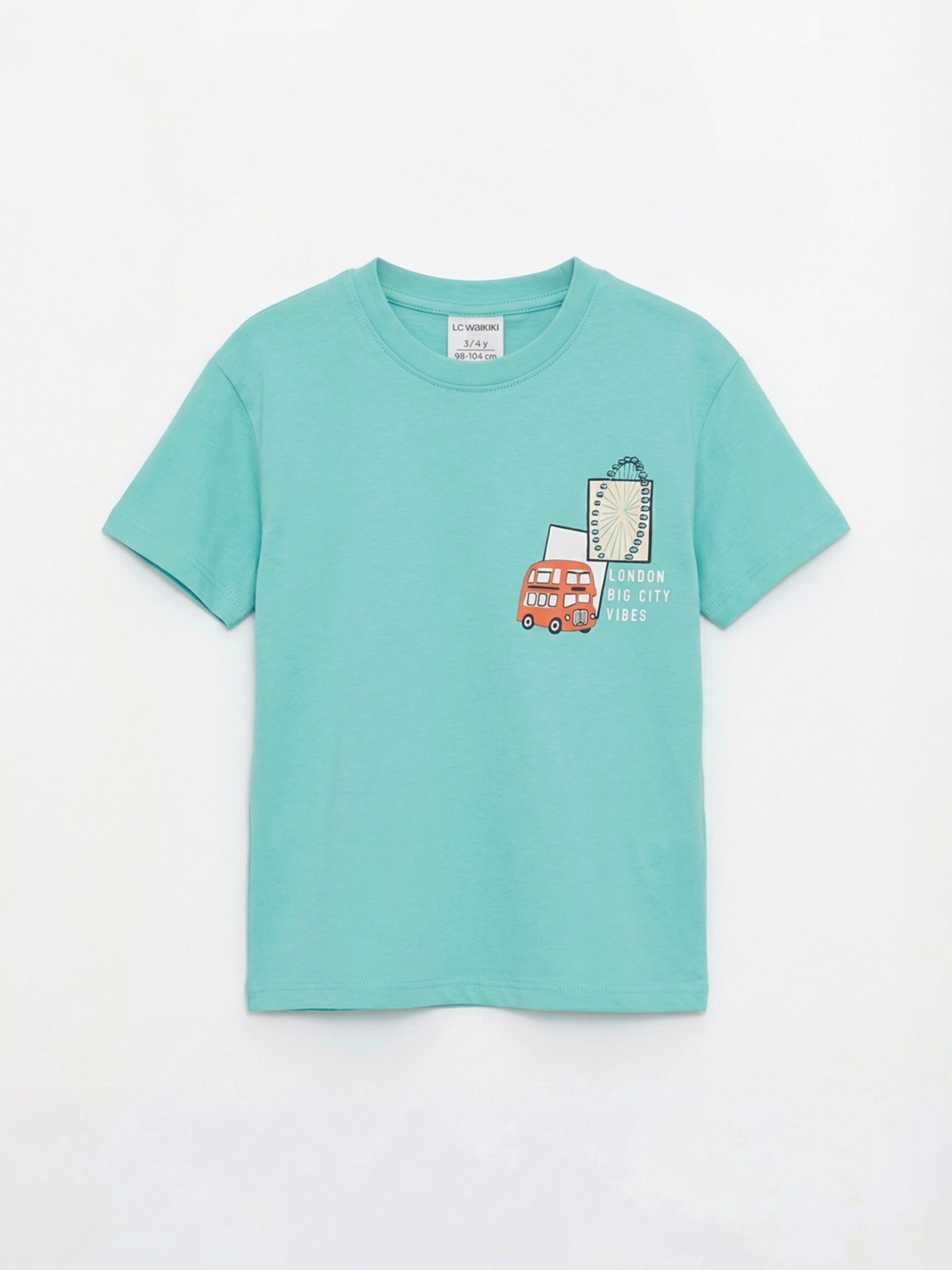 LCW Kids London Baskılı Erkek Çocuk Penye Tişört - S61385Z1-G3E