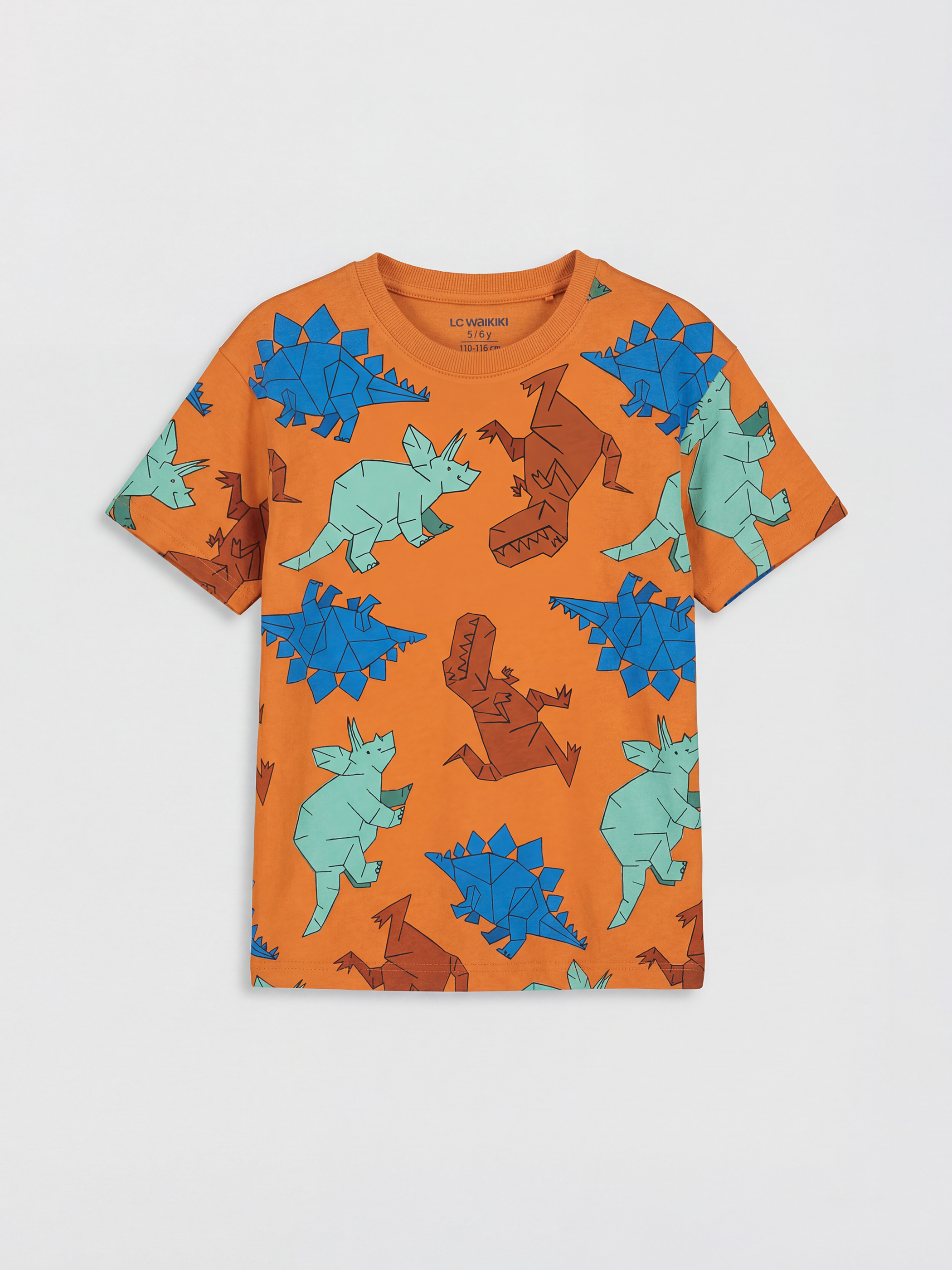 LCW Kids Bisiklet Yaka Dinozor Baskılı Erkek Çocuk Tişört - S61433Z1-LSP