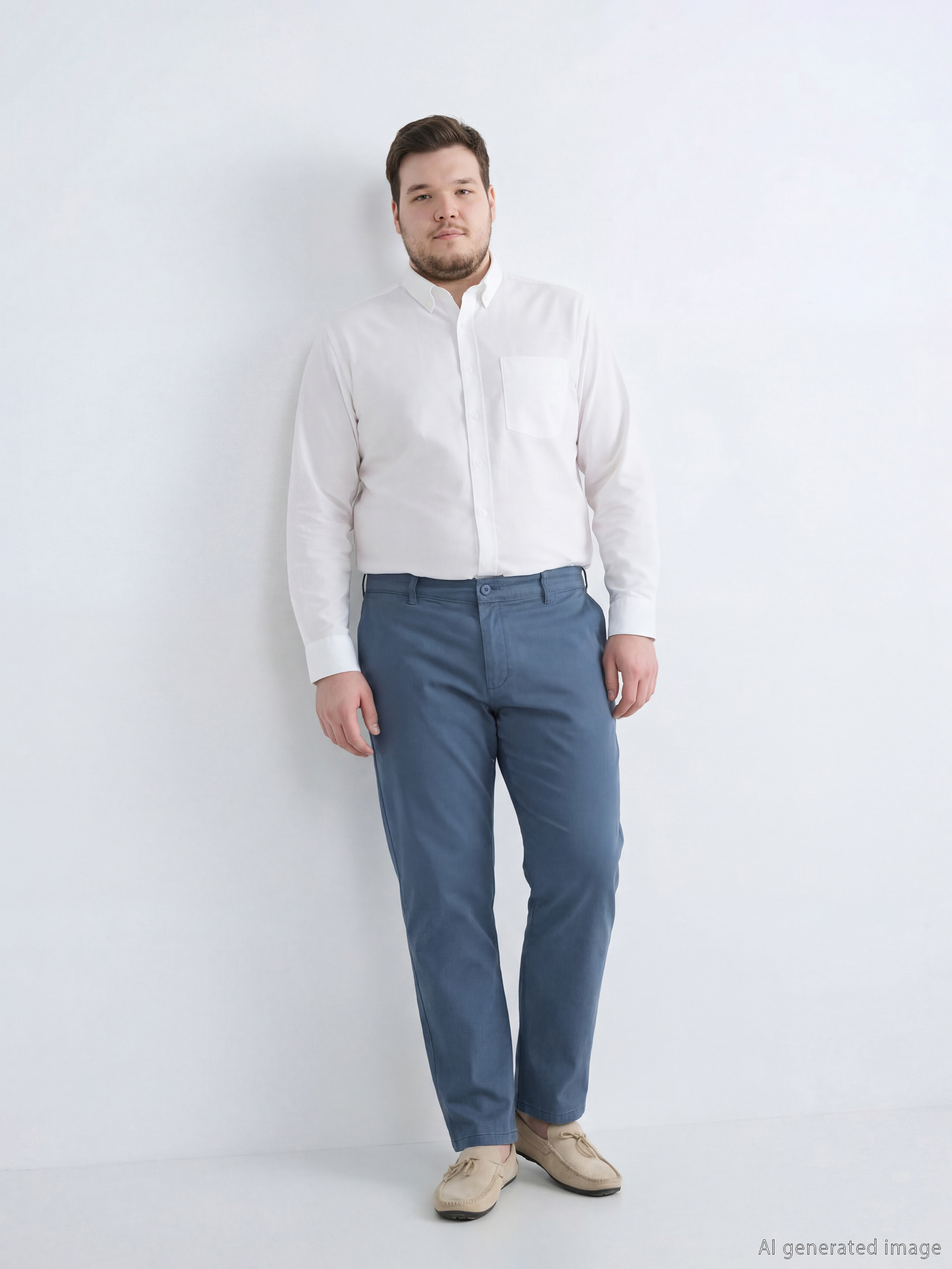İndigo Standart Kalıp Gabardin Erkek Chino Pantolon-1