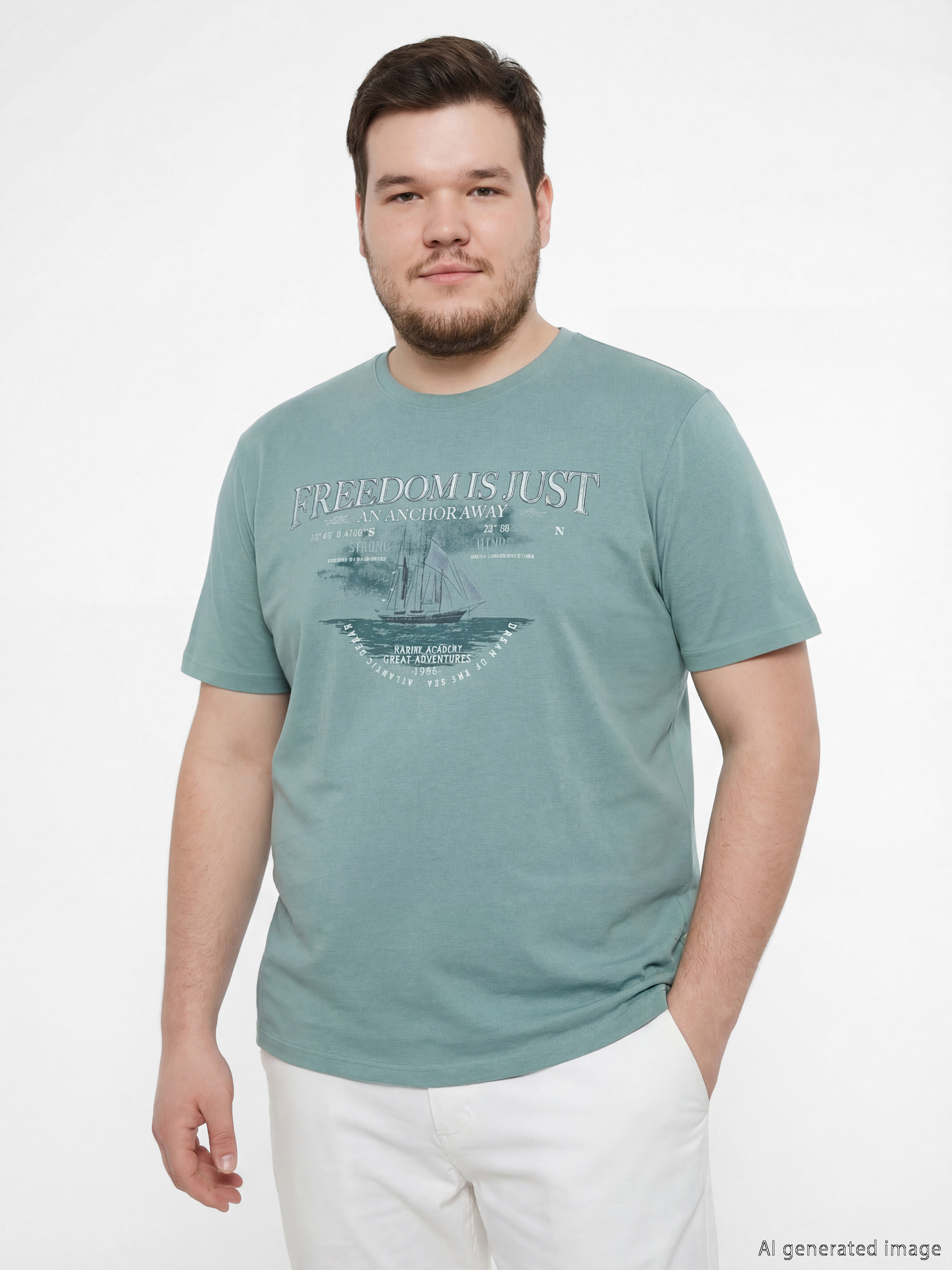 Футболка мужская джерси с принтом с круглым вырезом-1