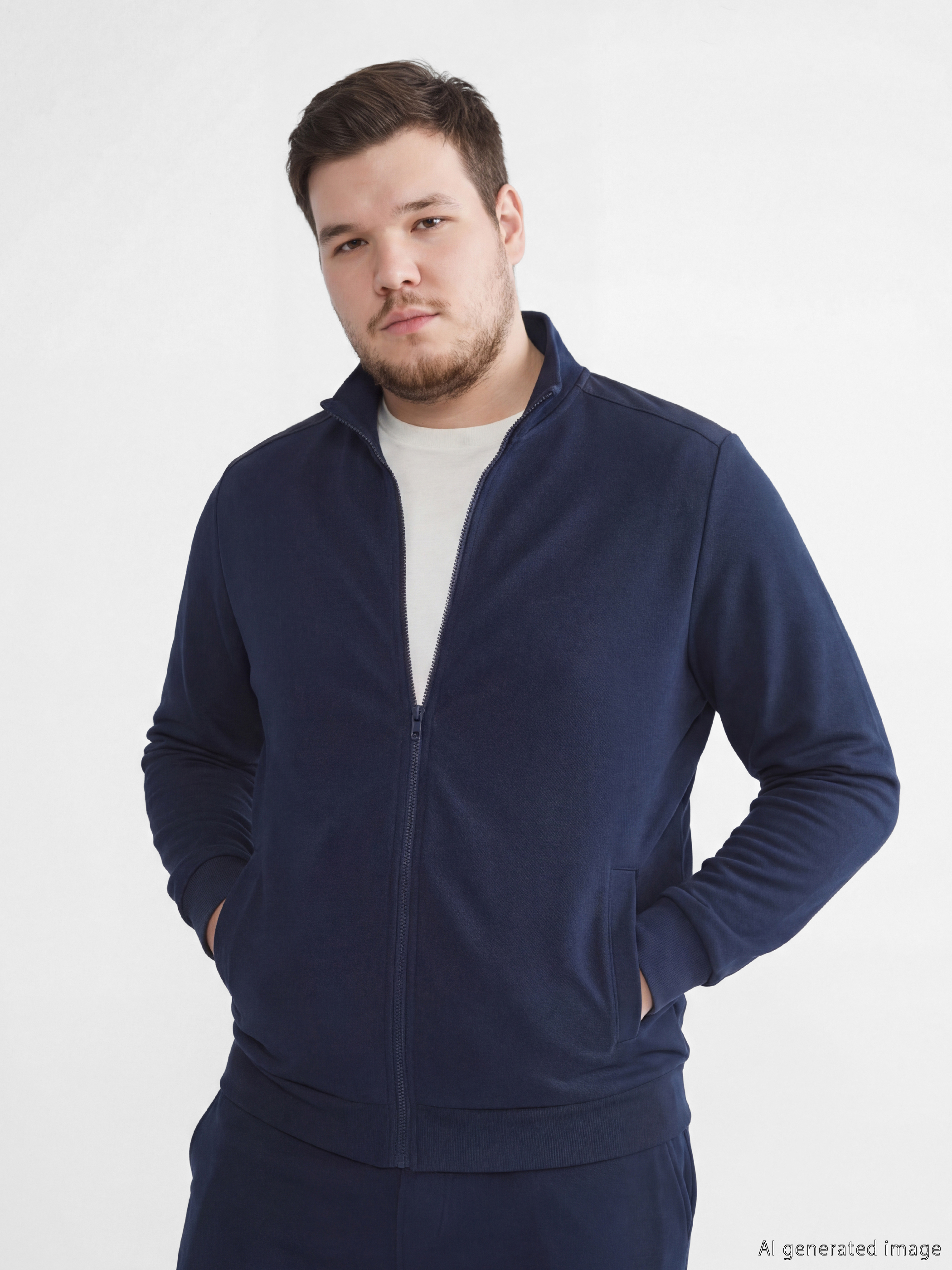 Men's stand-up collar zip-up sweatshirt-1