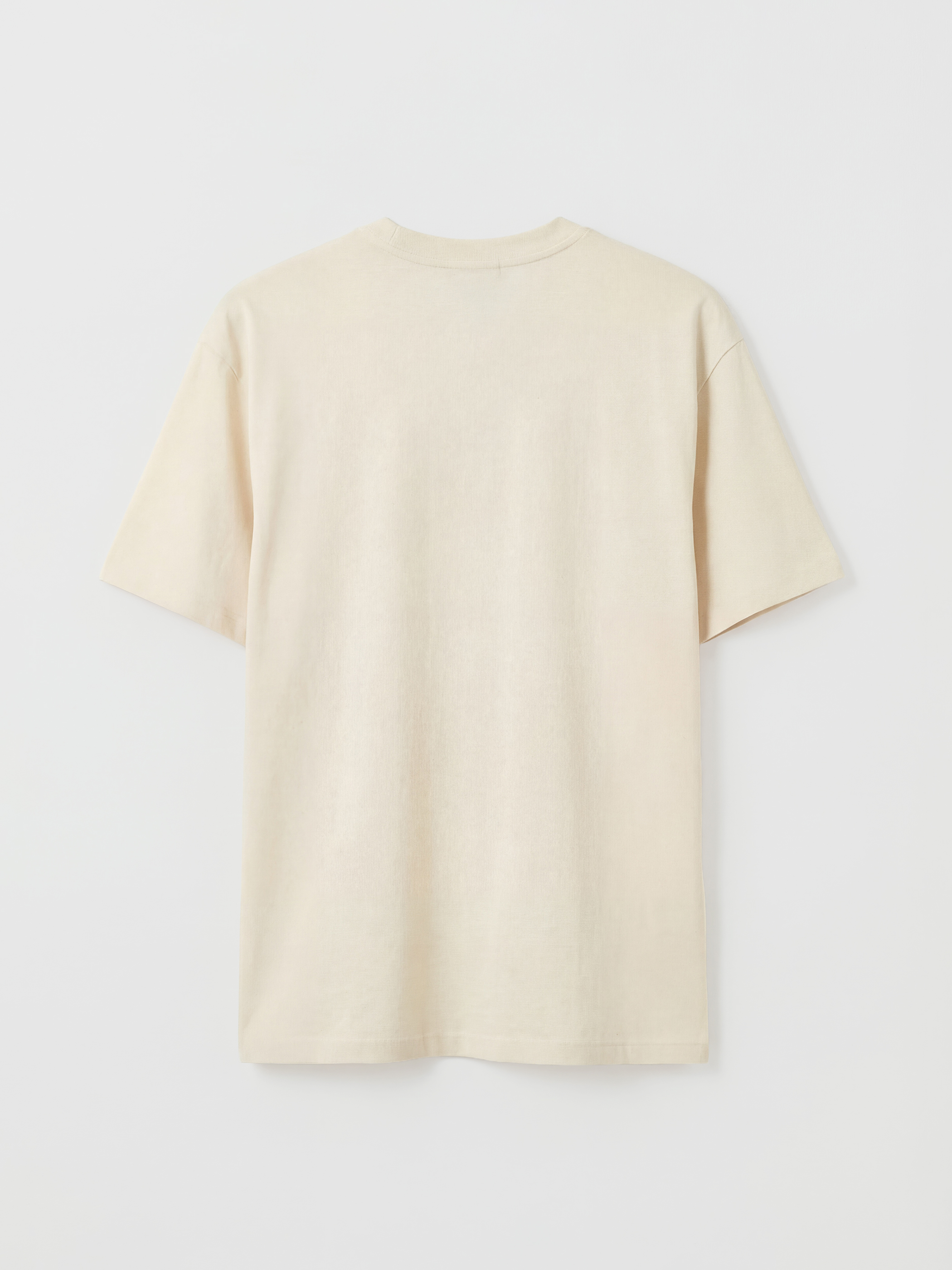 Ekru Bisiklet Yaka Erkek Tişört-5