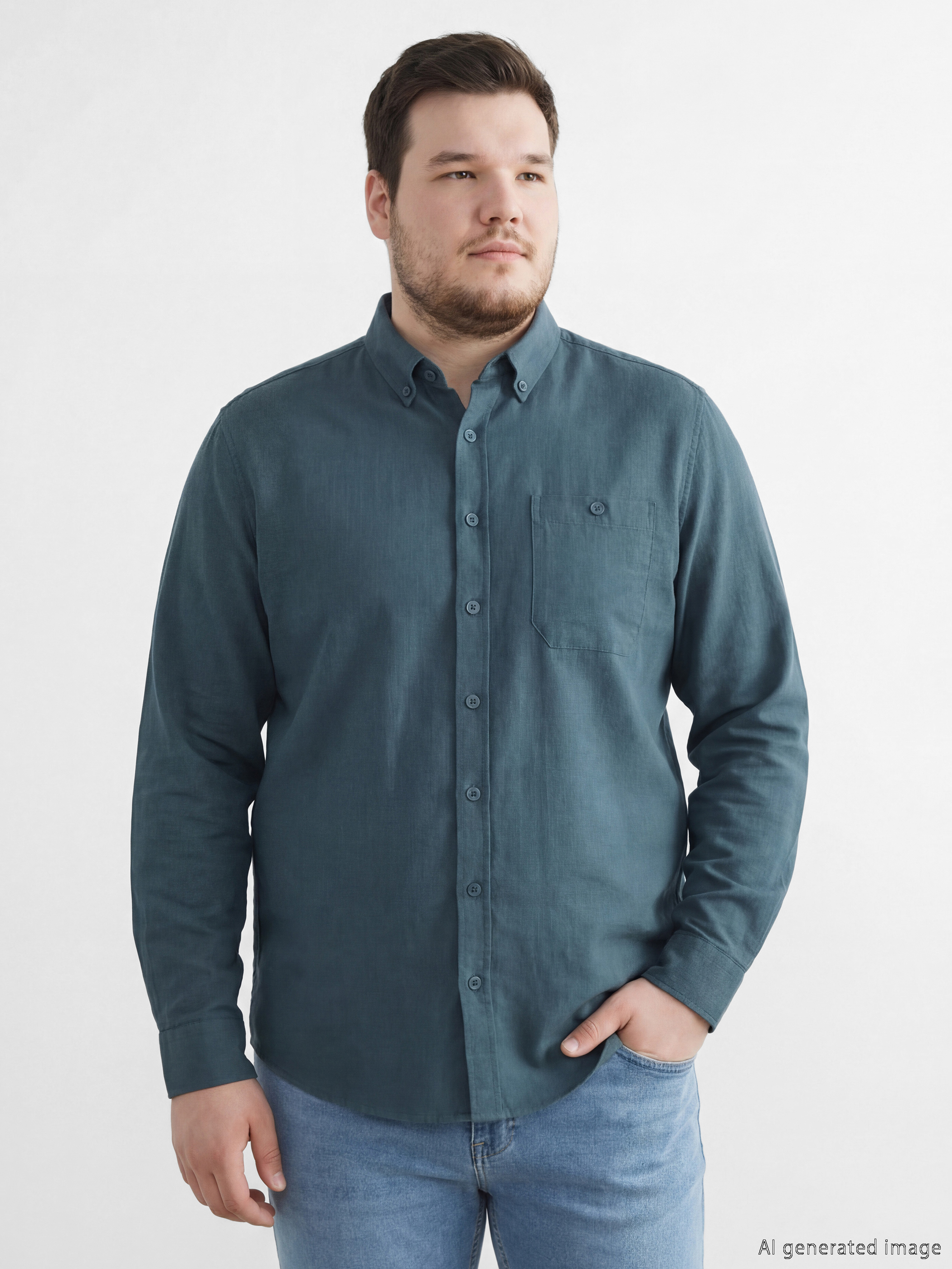 Yeşil Regular Fit Poplin Erkek Gömlek-2