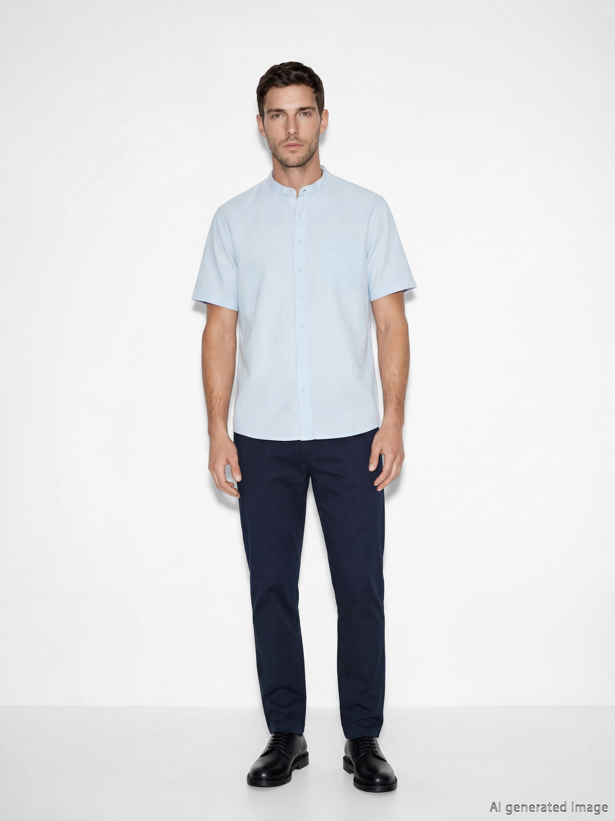 Сорочка чоловіча звичайного крою з виглядом льону-1