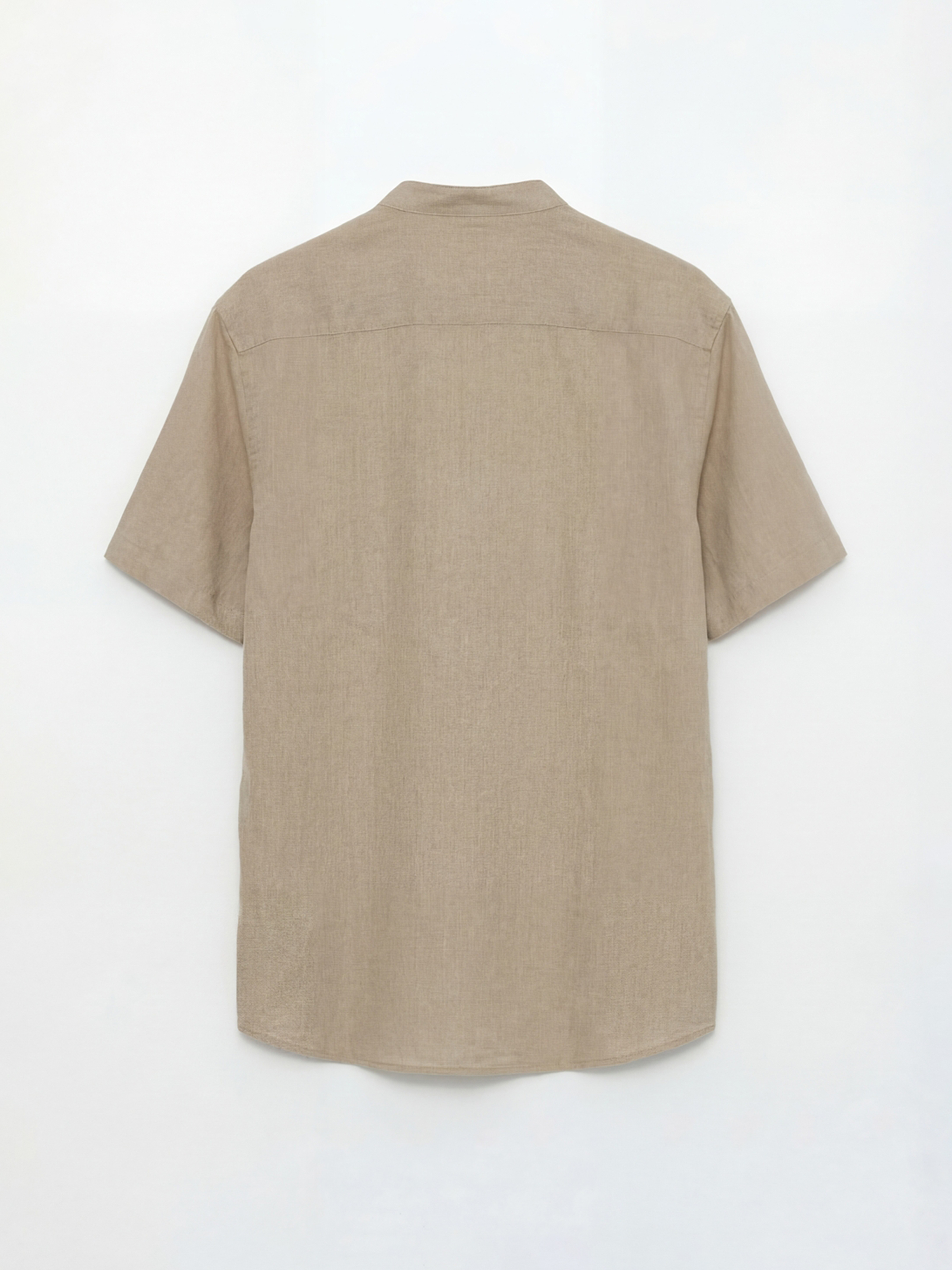 Bej Regular Fit Keten Görünümlü Erkek Gömlek-1
