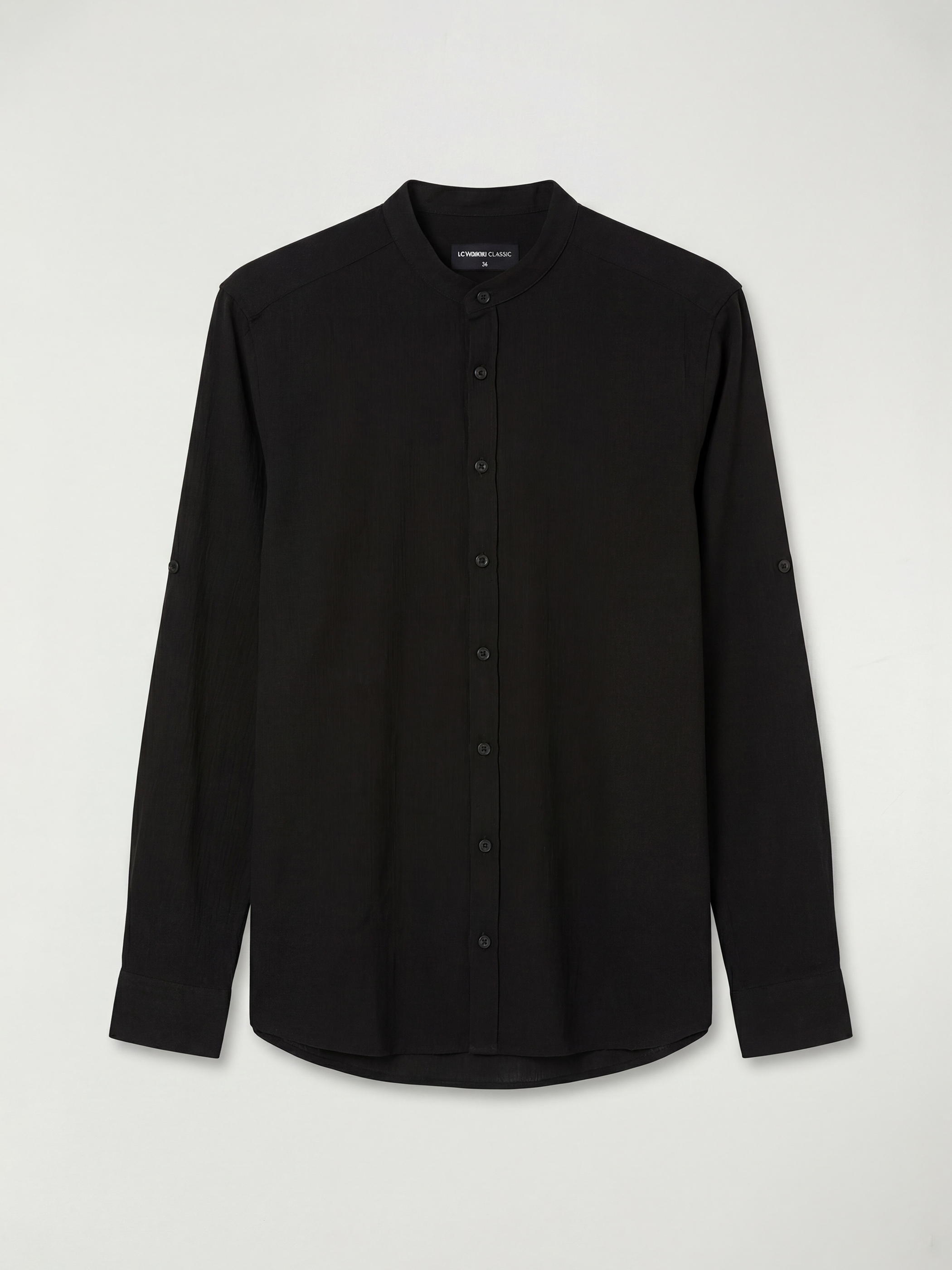 Siyah Regular Fit Hakim Yaka Erkek Gömlek-5