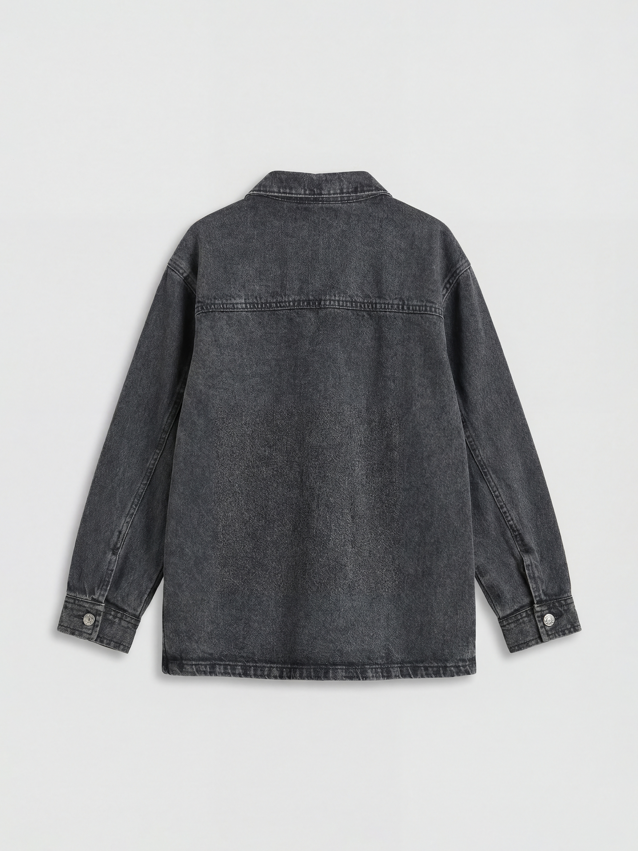 Antrasit Uzun Kollu Erkek Çocuk Jean Gömlek-1