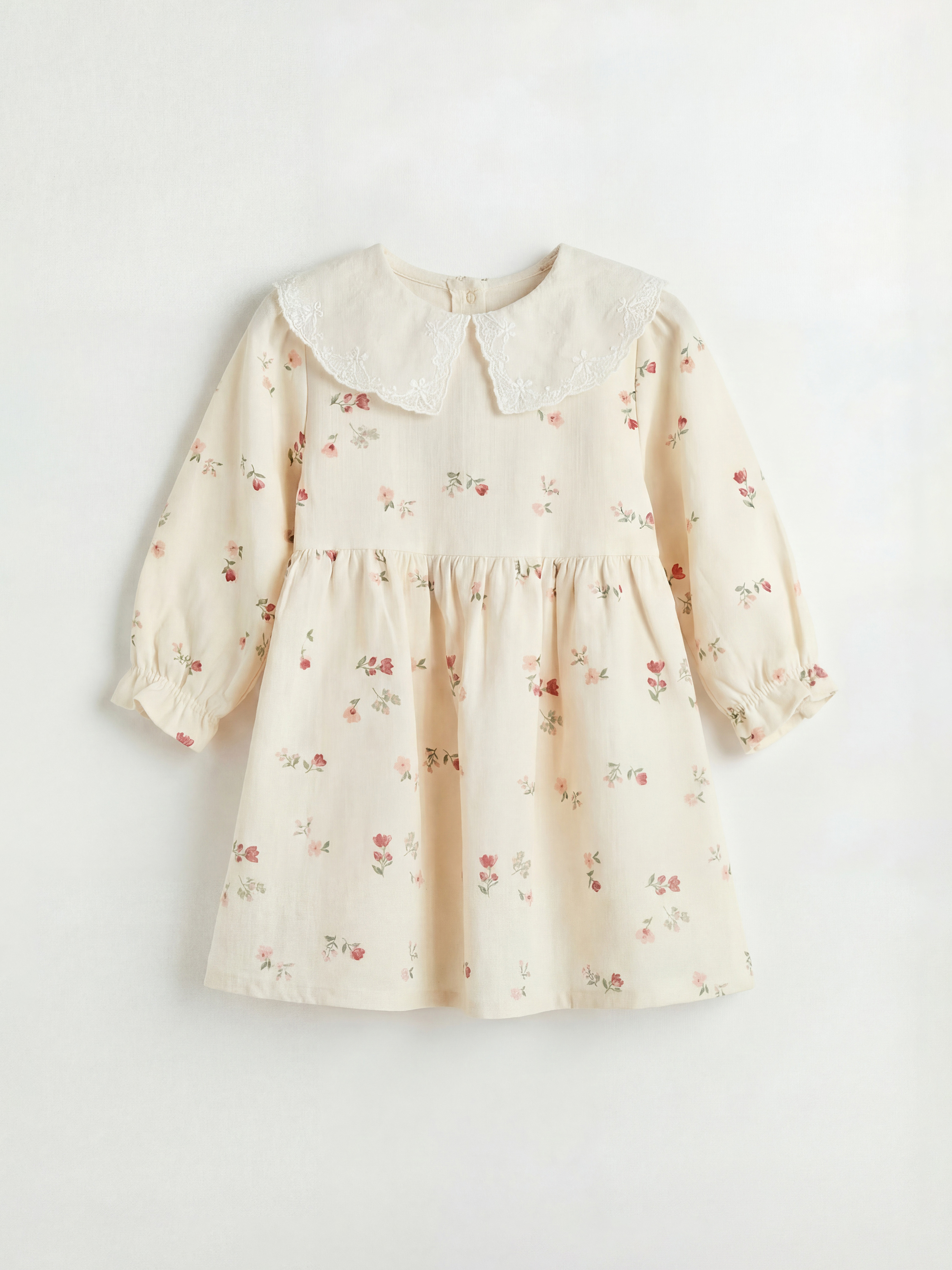 LCW baby Bebe Yaka Çiçek Desenli Kız Bebek Gabardin Elbise - S62841Z1-LQA