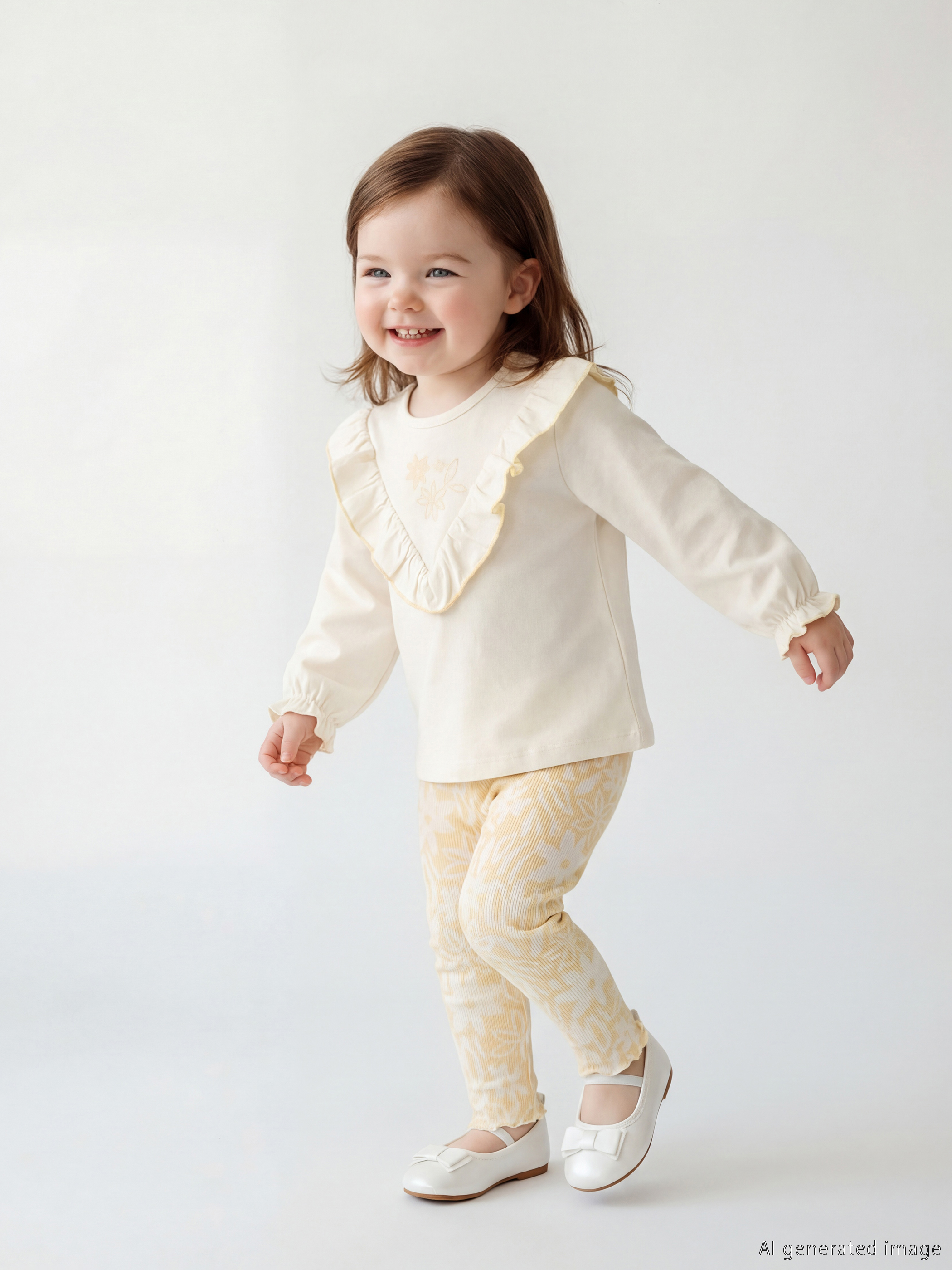 LCW baby Çiçekli Fırfırlı Kız Bebek Bluz ve Tayt - S63052Z1-YG7