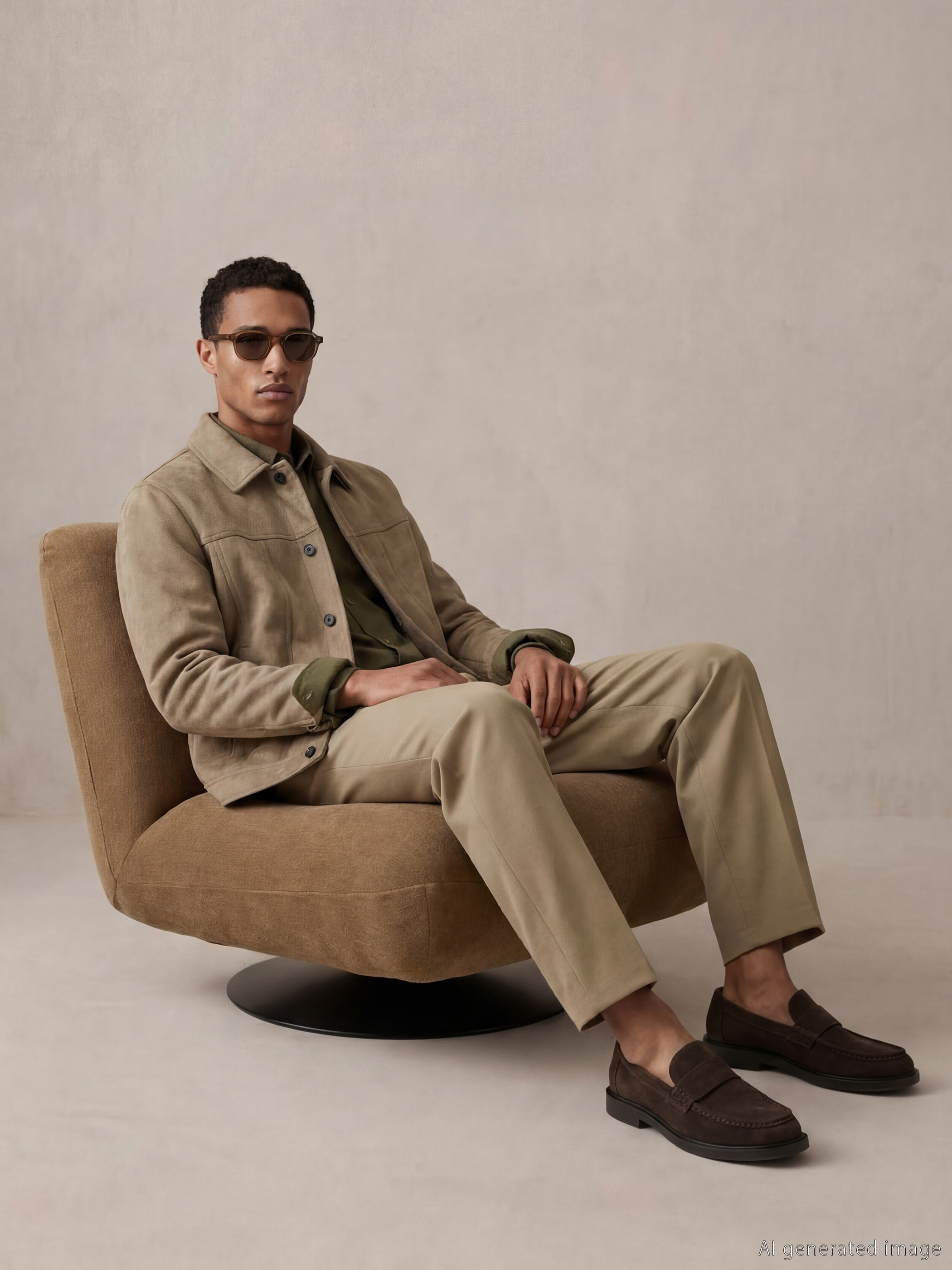 معطف رجال قصة مريحة ياقة بلي كول جلد سويد-1