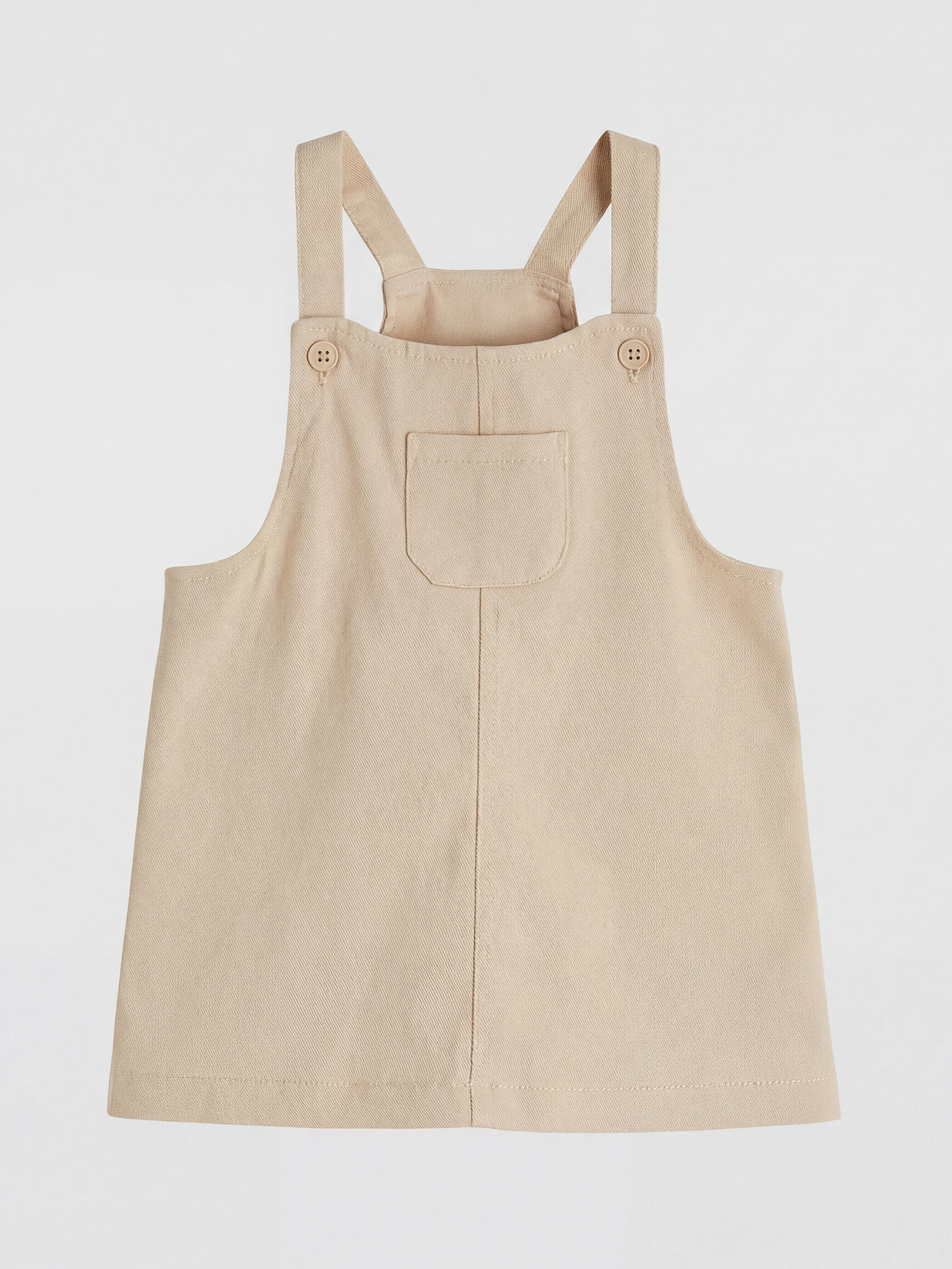 Bej Bebe Yaka Desenli Kız Bebek Gabardin Elbise-1