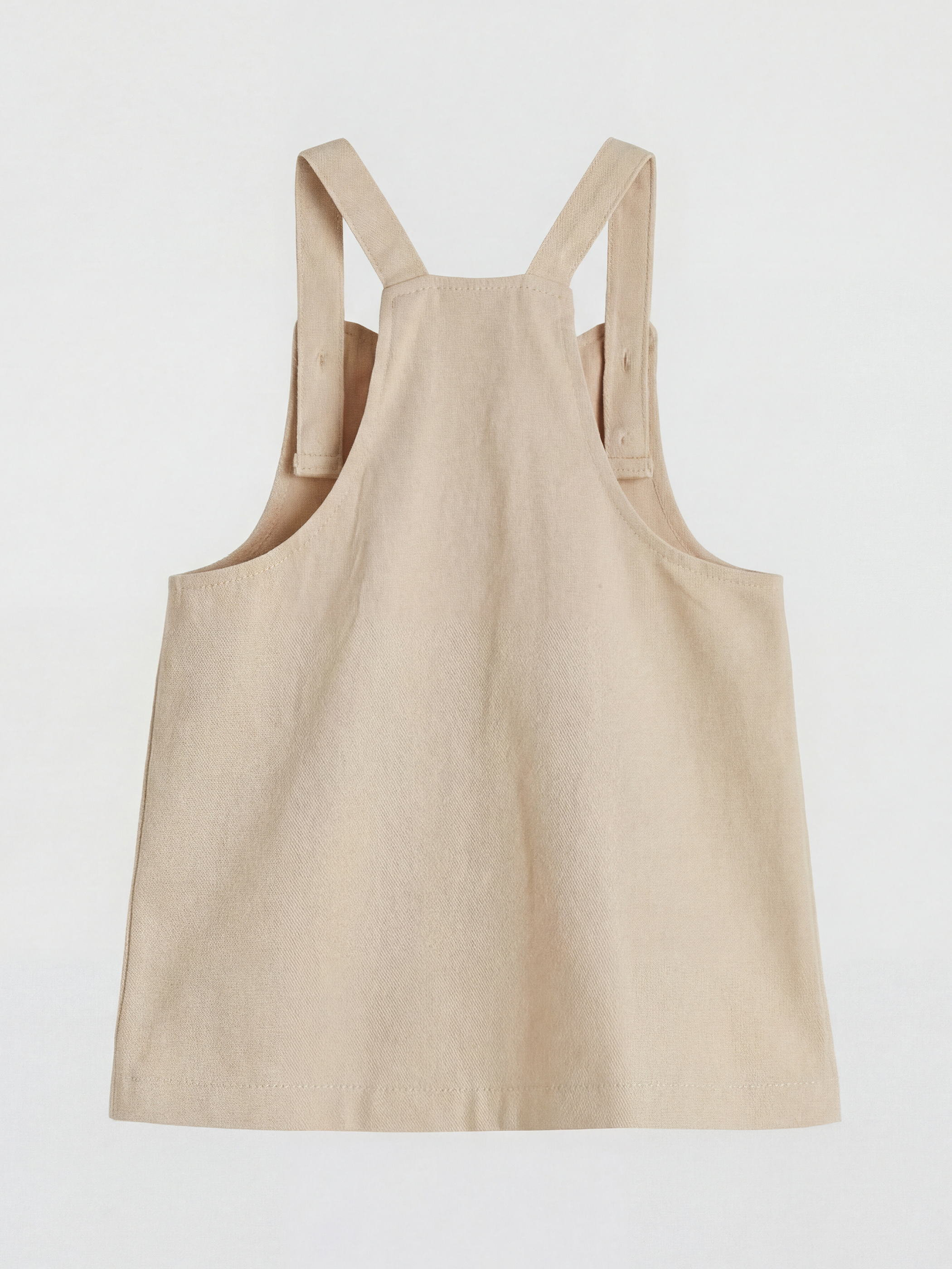 Bej Bebe Yaka Desenli Kız Bebek Gabardin Elbise-2