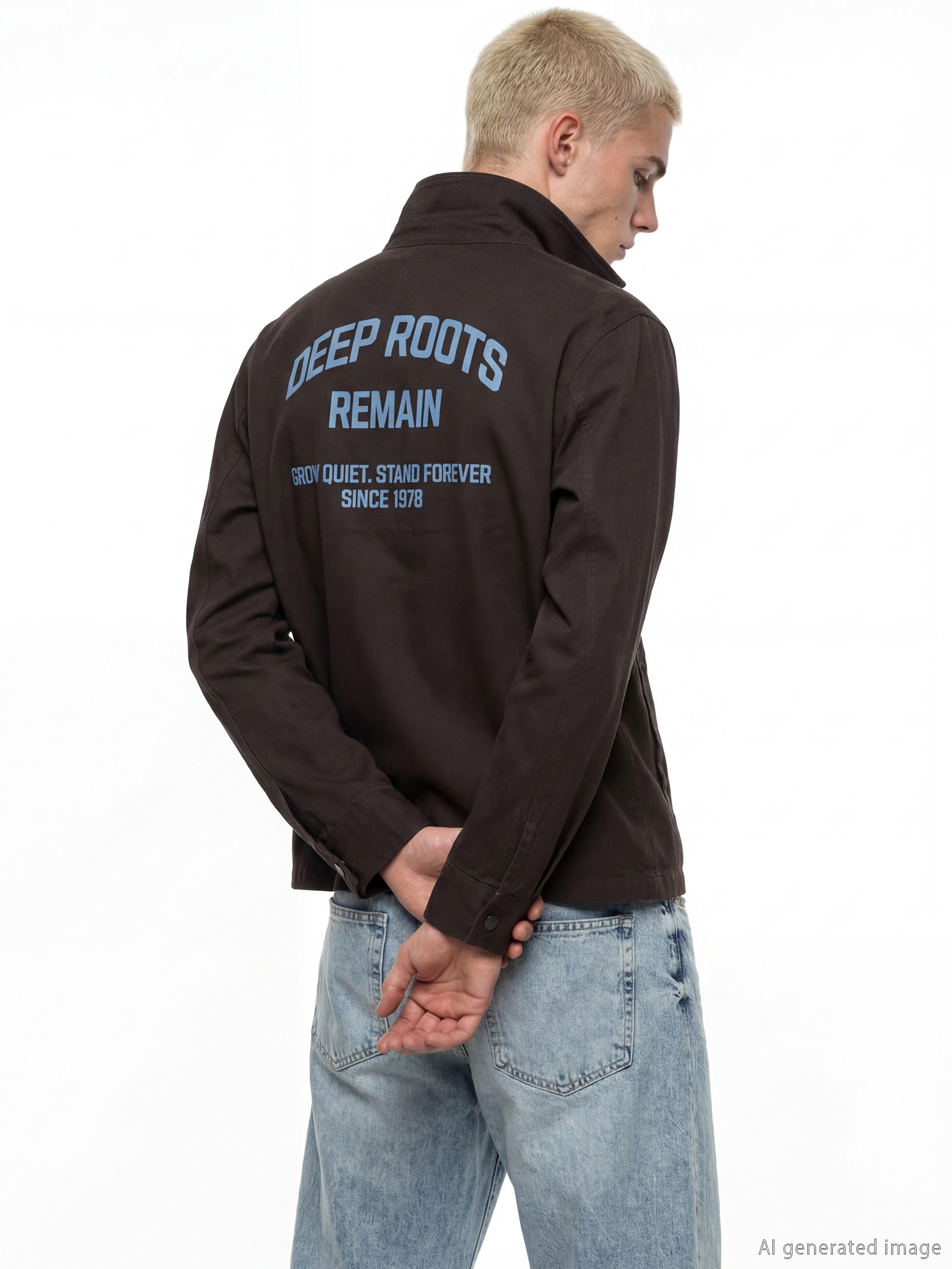 Kahverengi Rahat Kalıp Uzun Kollu Erkek Gömlek Ceket-3