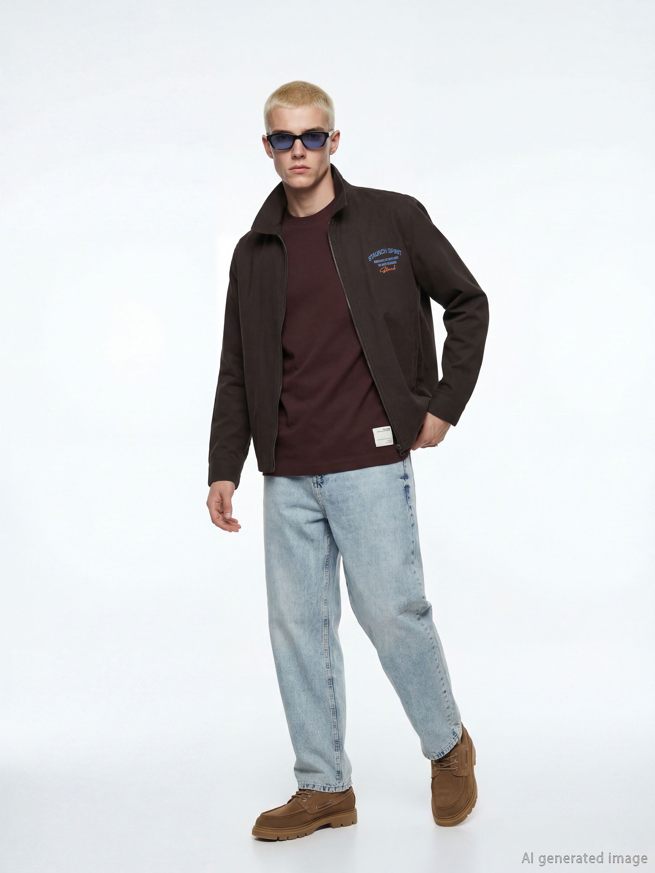 Kahverengi Rahat Kalıp Uzun Kollu Erkek Gömlek Ceket-4