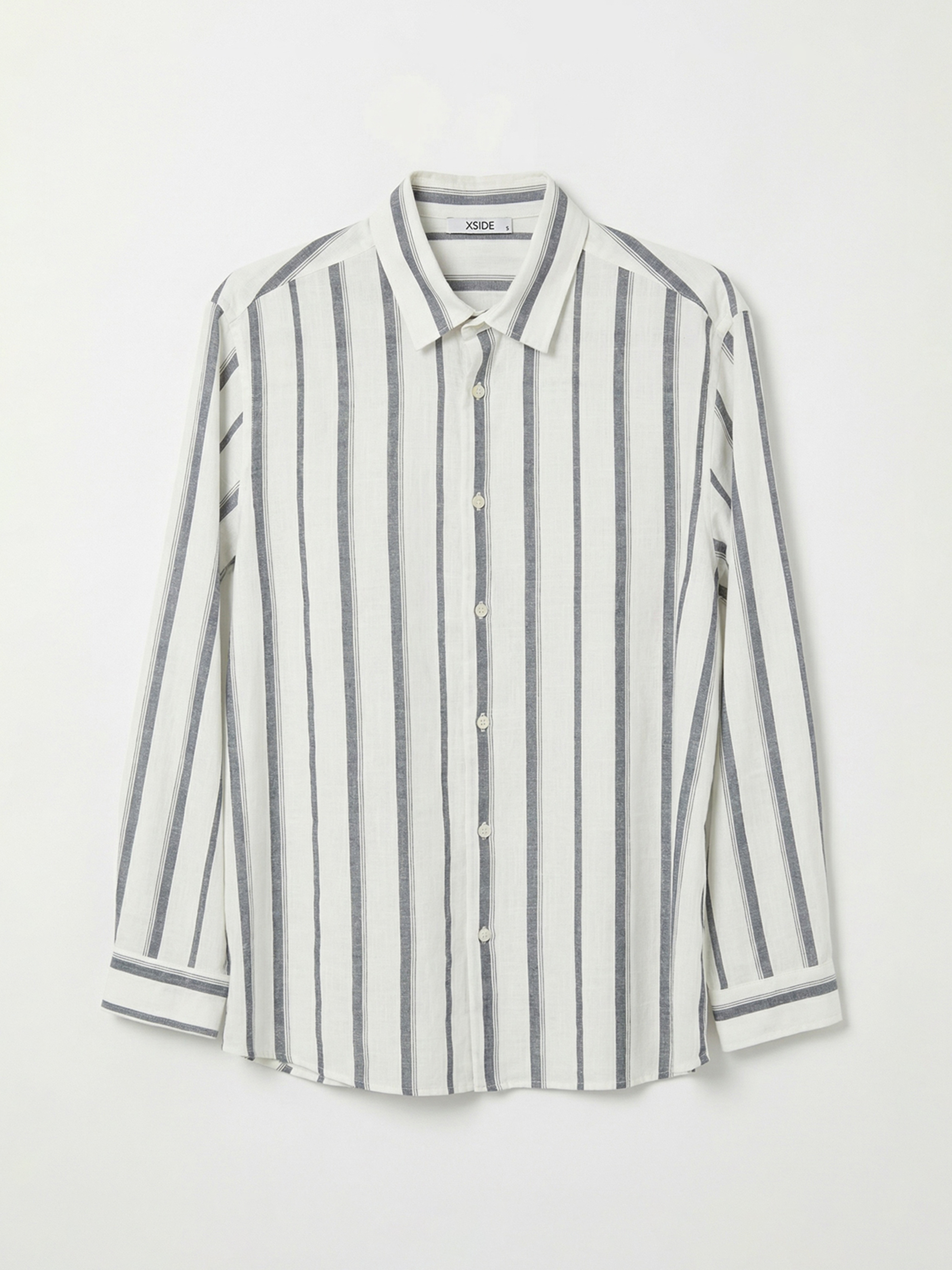 XSIDE Regular Fit Çizgili Keten Görünümlü Erkek Gömlek - S63627Z8-LGS