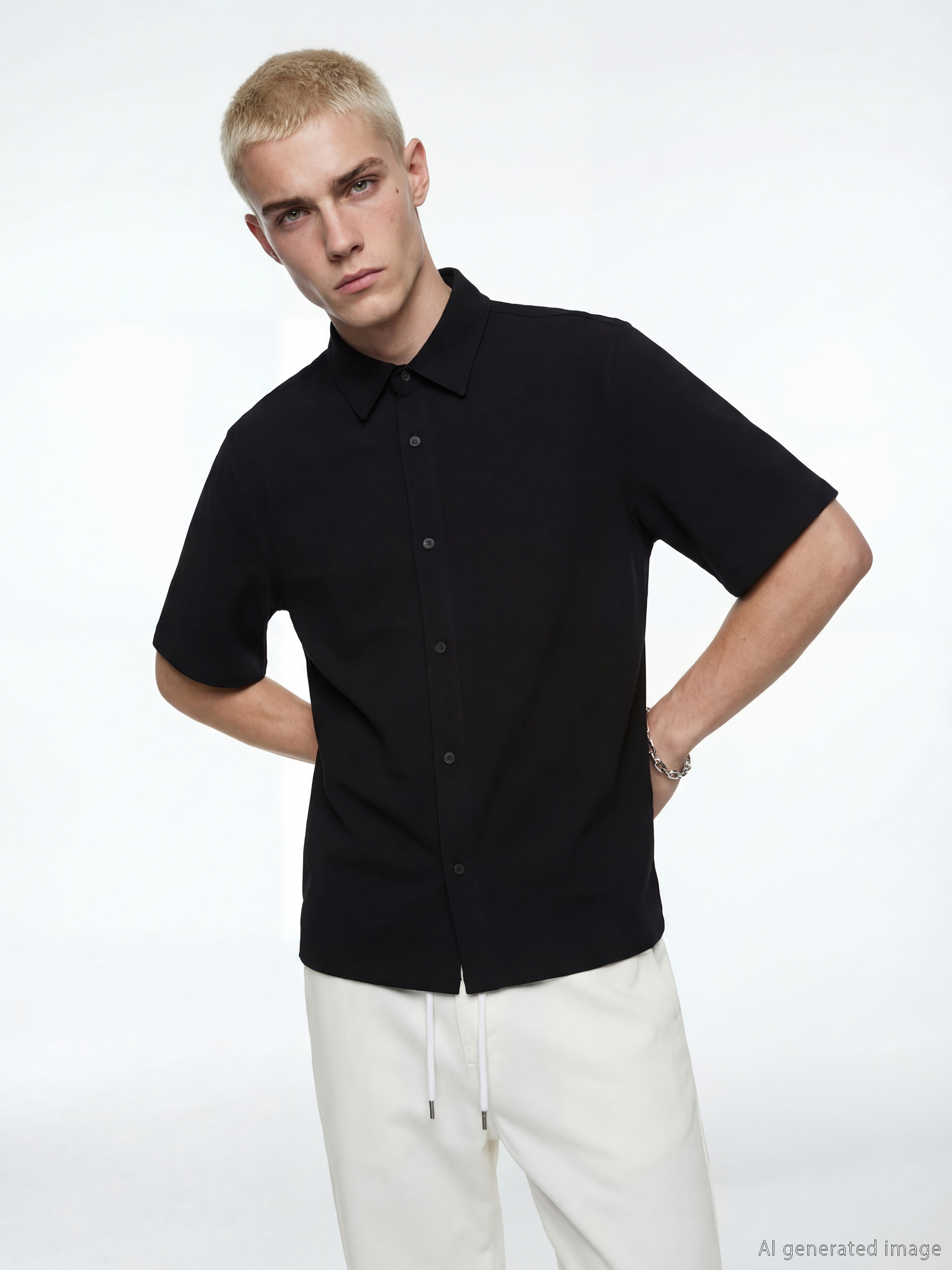 Свободна кройка Габардинова Мъжка Риза-1