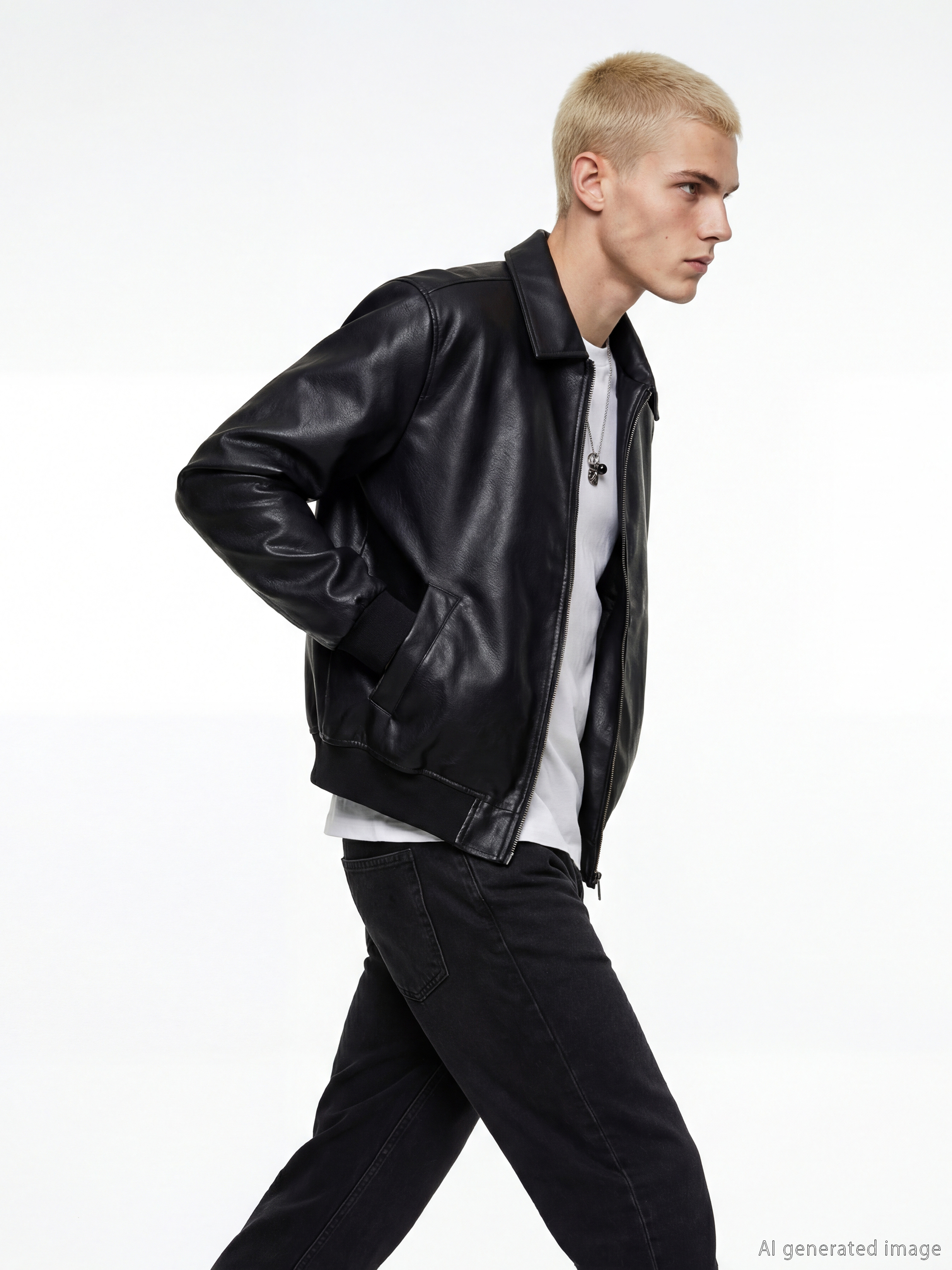 Regular Fit Faux Leather Men's Coat-1