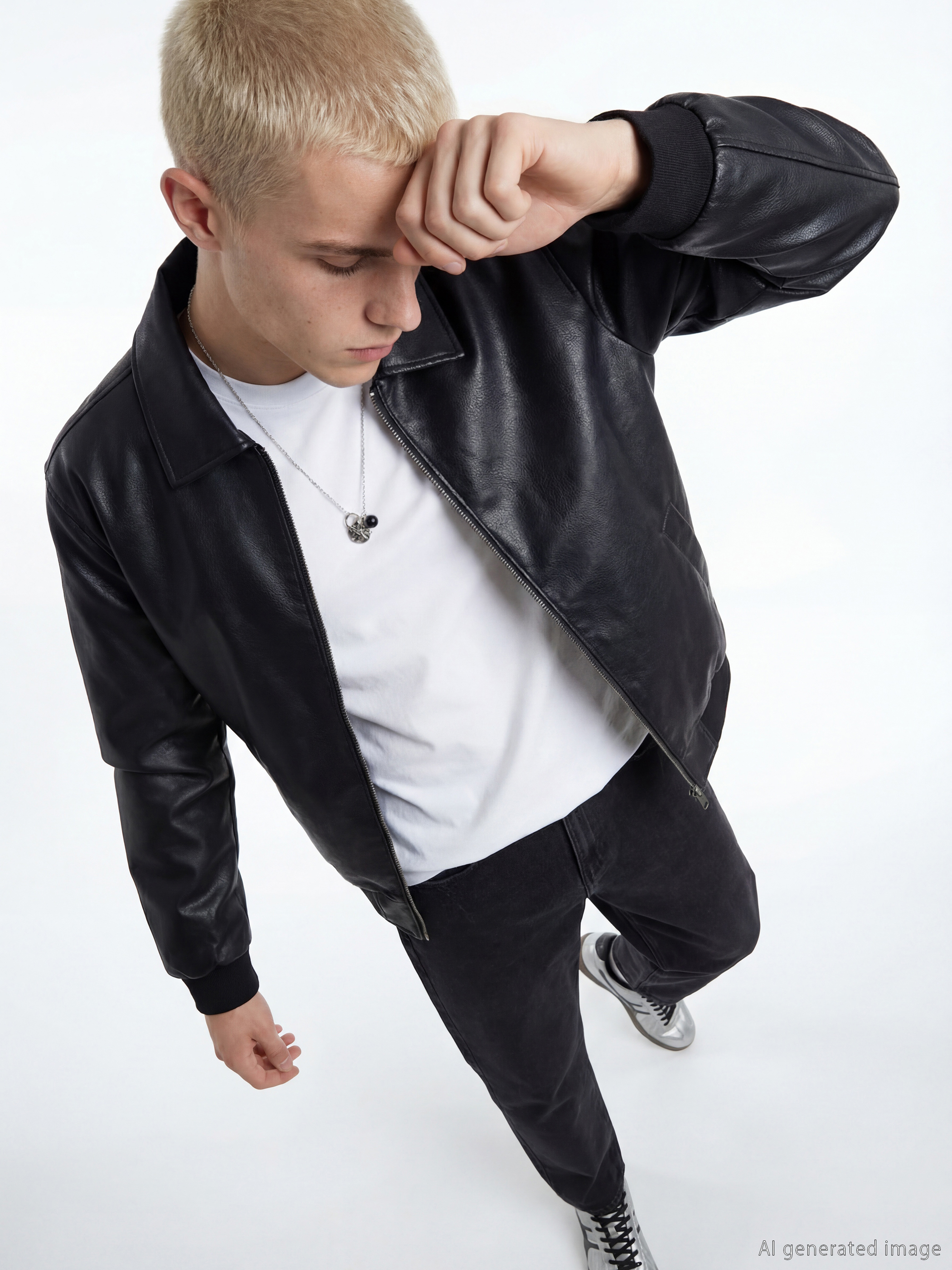 Regular Fit Faux Leather Men's Coat-2