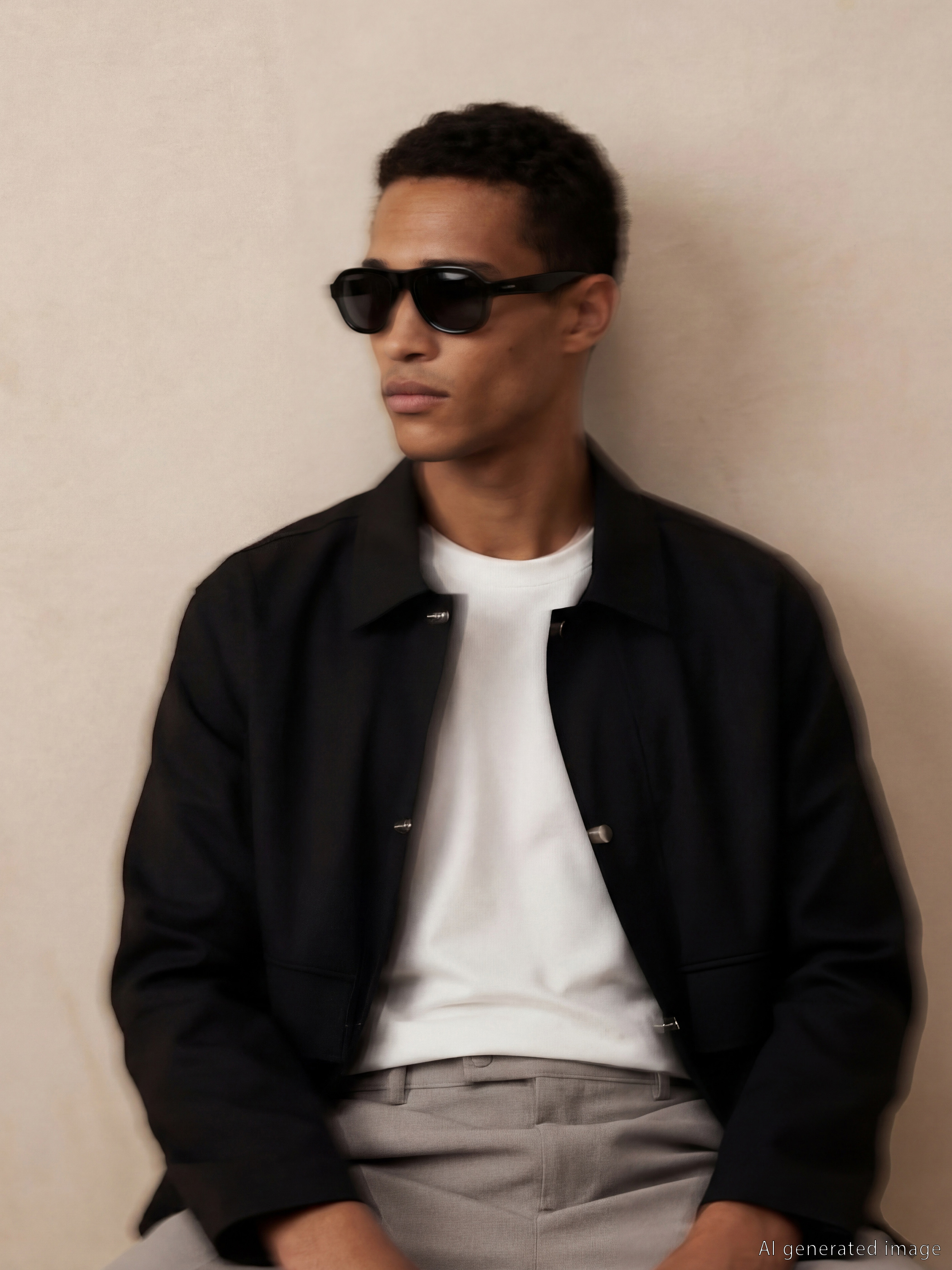 The classic-fit men's faux leather jacket.-2