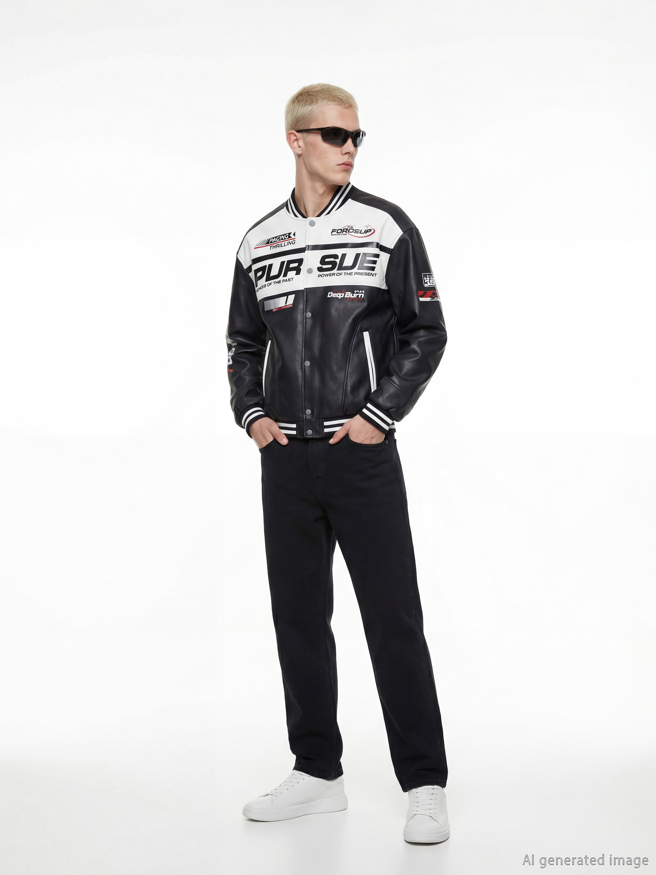 Muškarac CRNA Kaput od umjetne kože-2