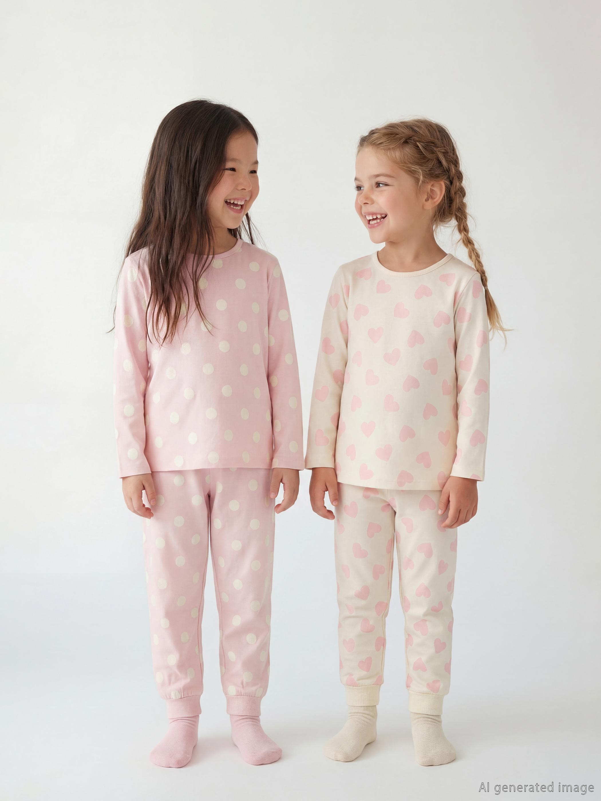 LCW Kids Bisiklet Yaka Desenli Kız Çocuk Pijama Takımı 2'li - S64180Z1-LSZ