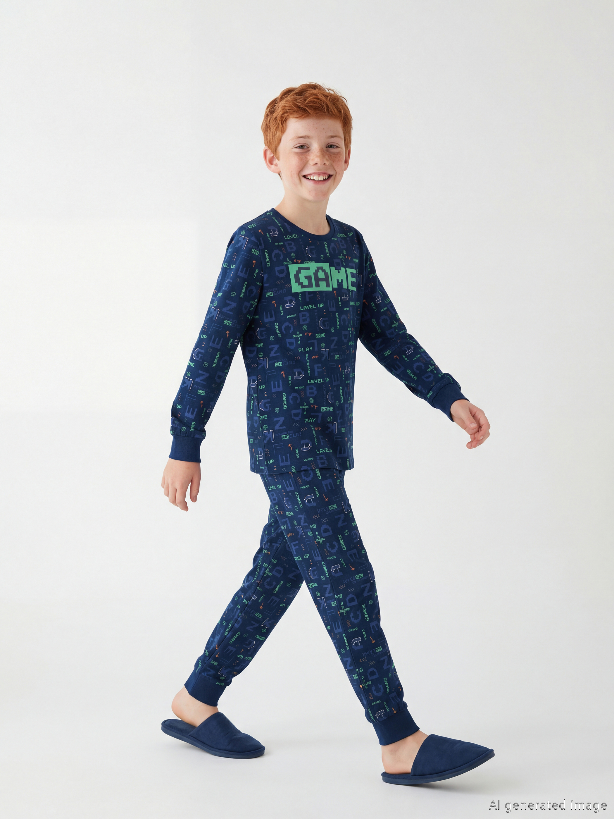 LCW Kids Baskılı Bisiklet Yaka Erkek Çocuk Pijama Takımı - S64249Z4-LSJ