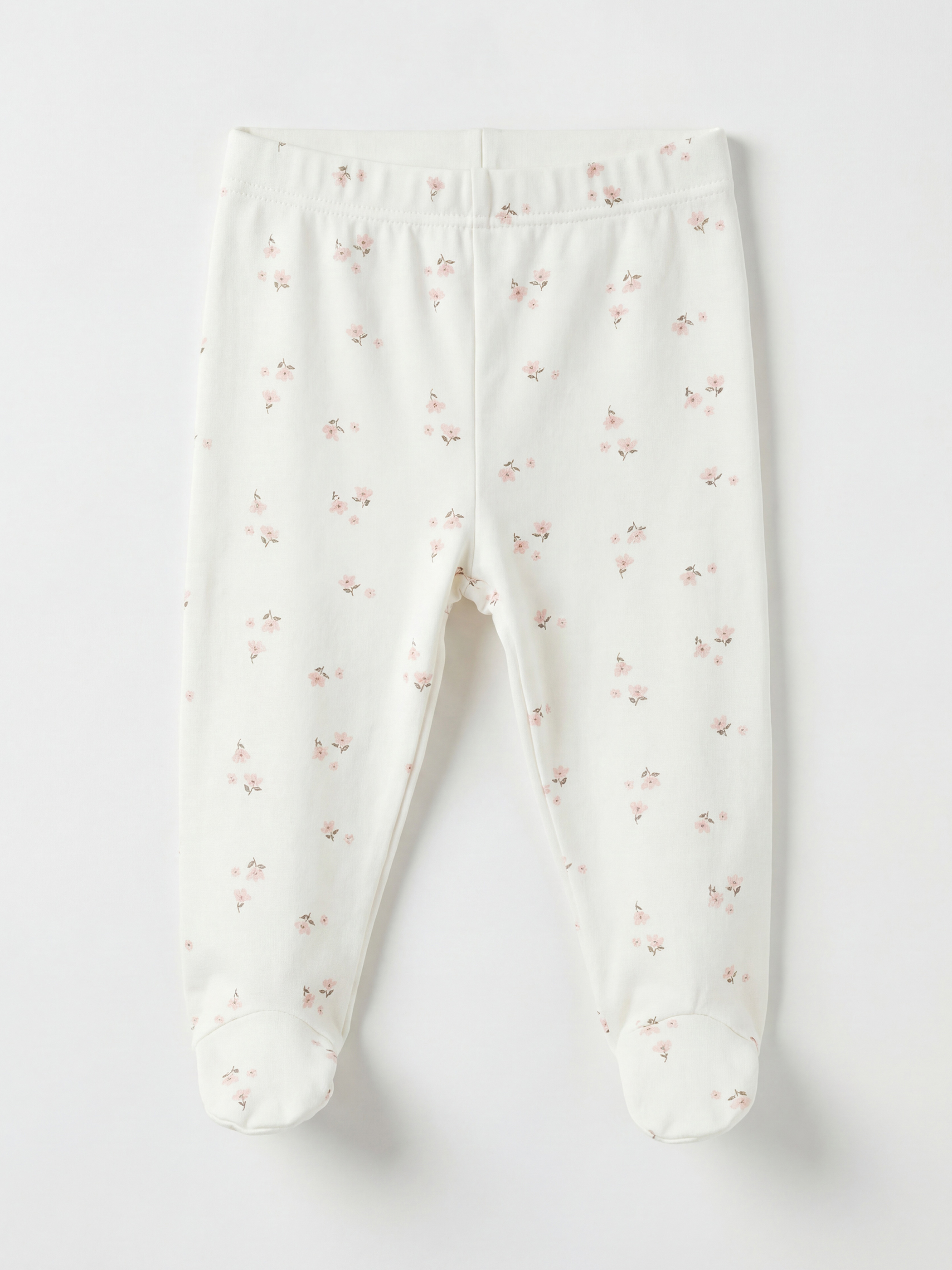 Ekru Beli Lastikli Kız Bebek Patikli Eşofman Altı 2'li-2