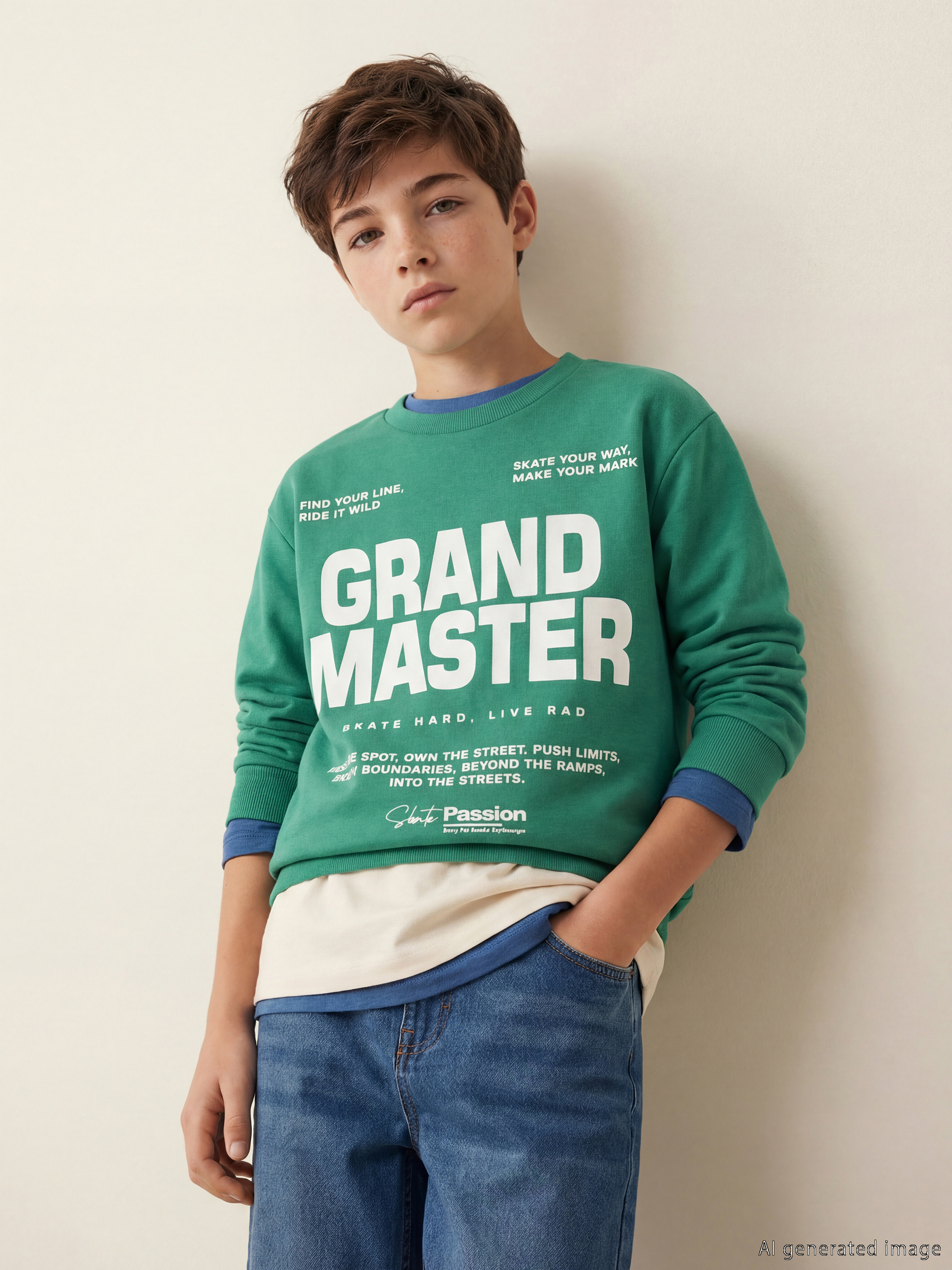 LCW Kids سويت شيرت مطبوع - أولاد - S64372Z4-GRE