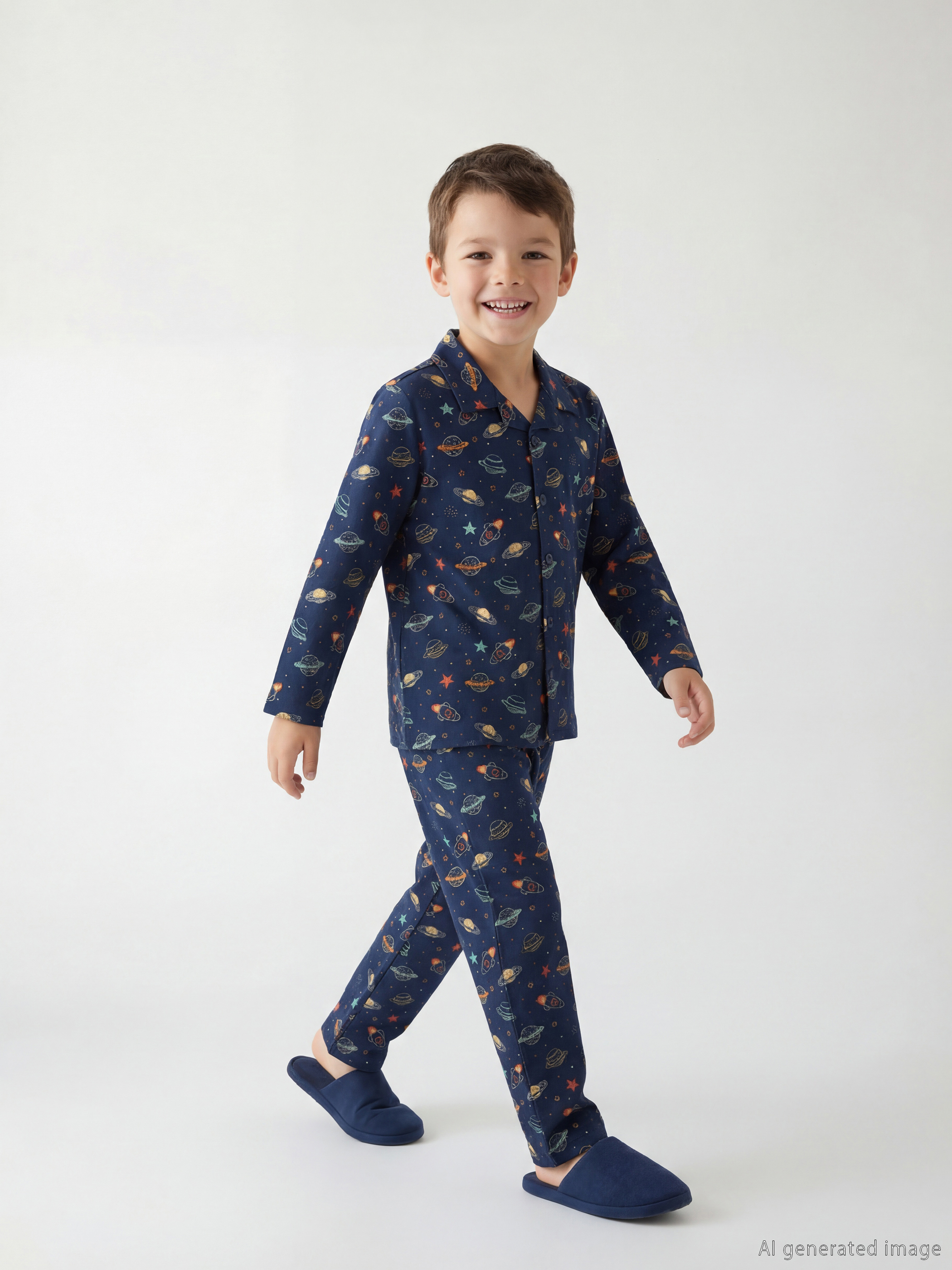 LCW Kids Gömlek Yaka Desenli Erkek Çocuk Pijama Takım - S64590Z1-LSJ